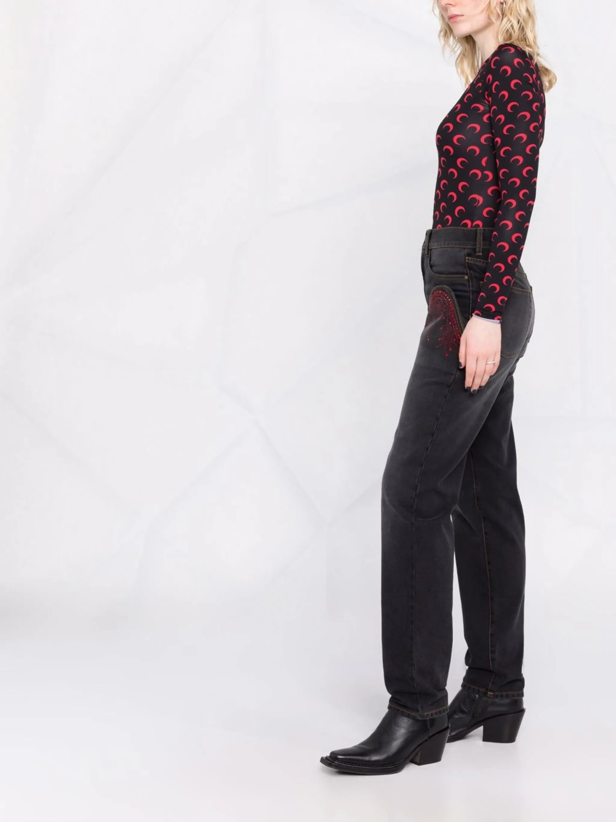 Crescent Moon-print jersey top