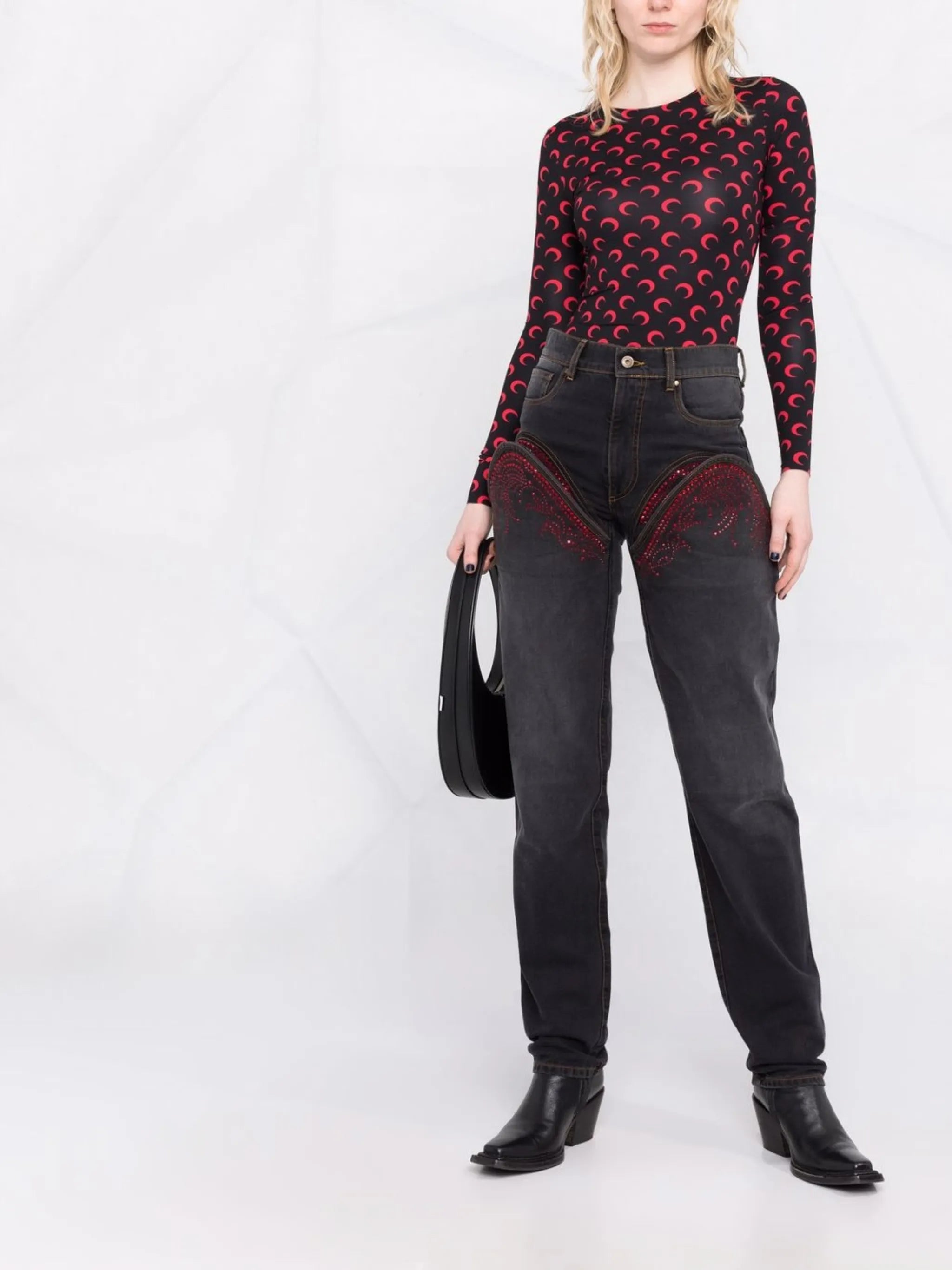 Crescent Moon-print jersey top