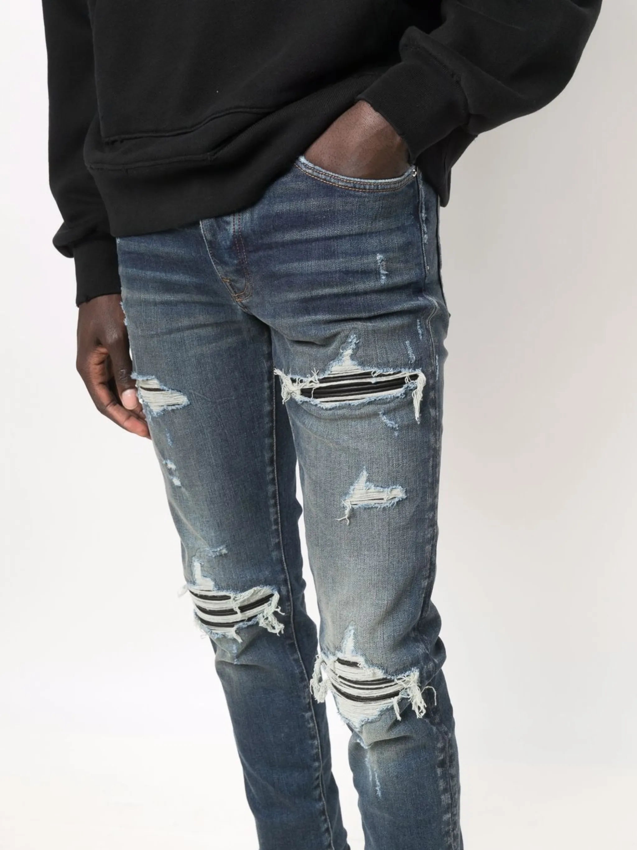 distressed skinny fit jeans