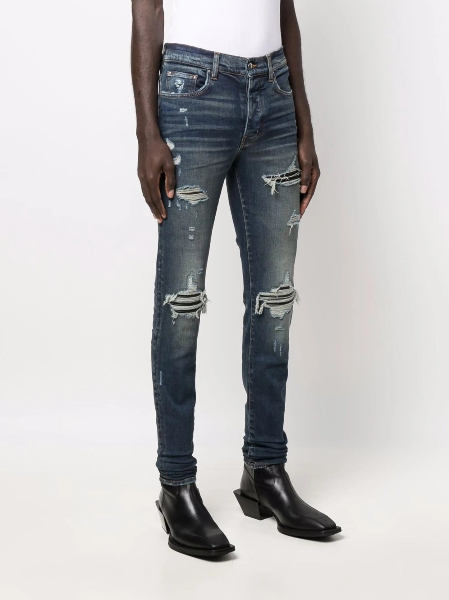 distressed skinny fit jeans