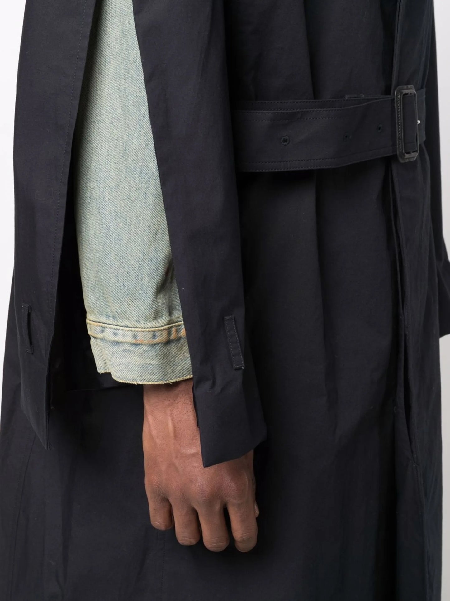 layered cotton trench coat