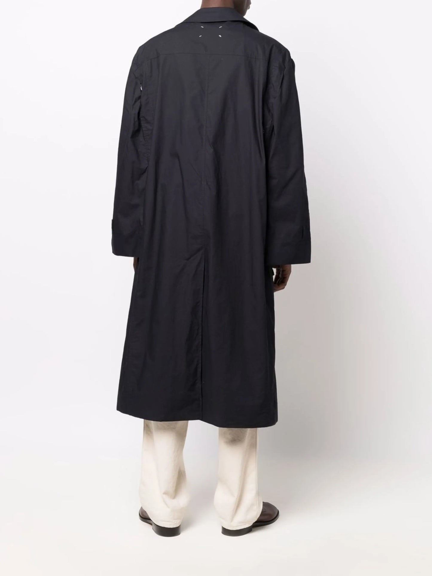 layered cotton trench coat