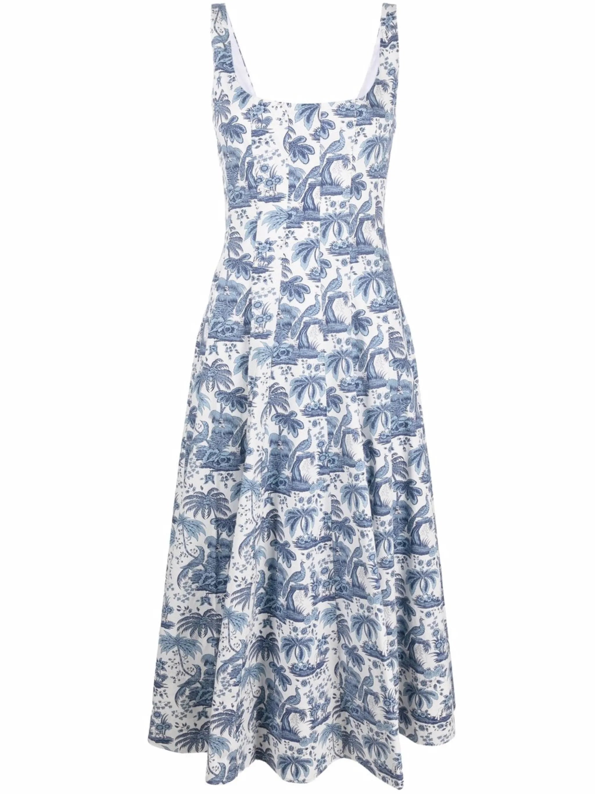 botanical-print square-neck dress