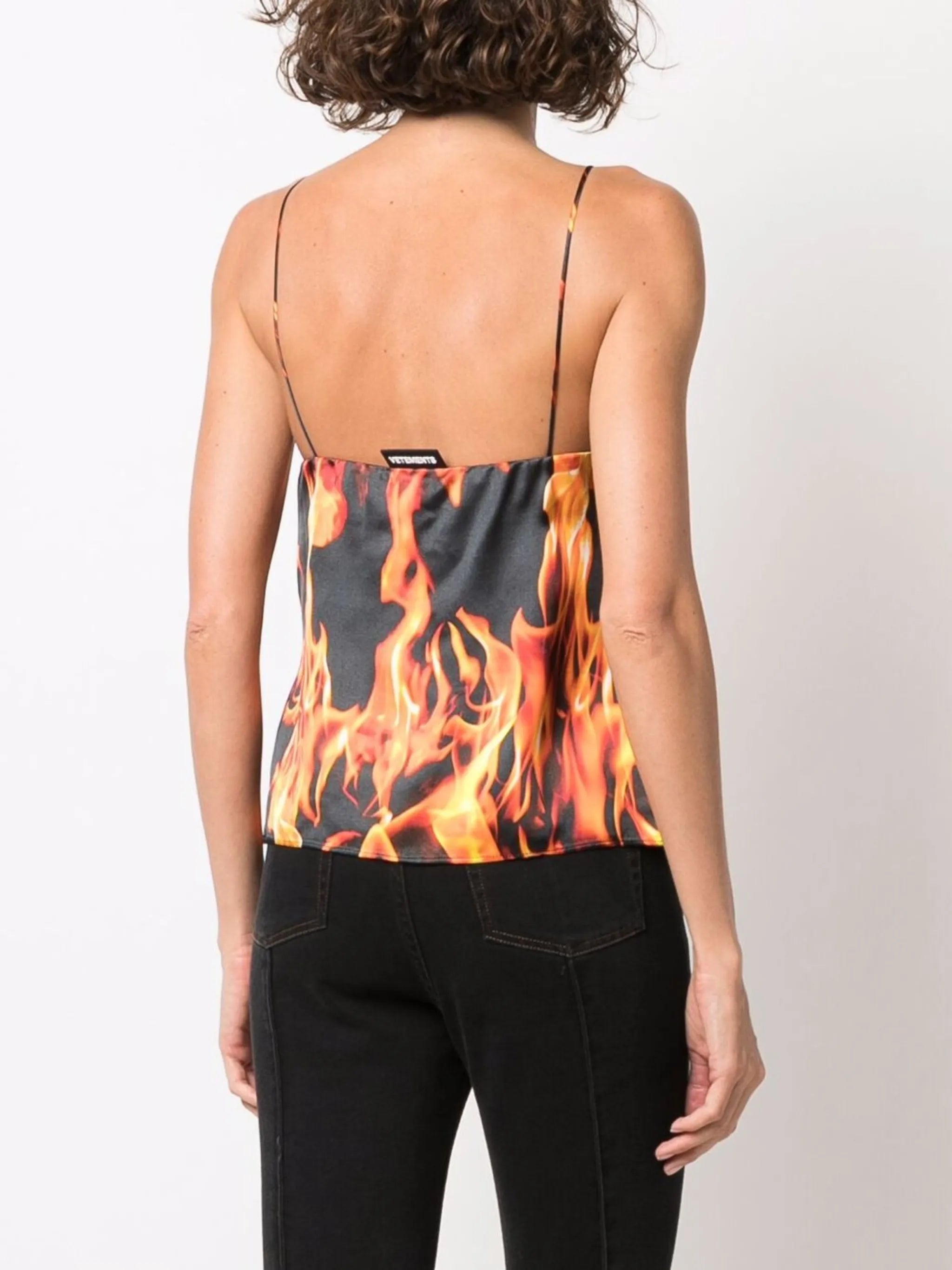 flame-print slip top