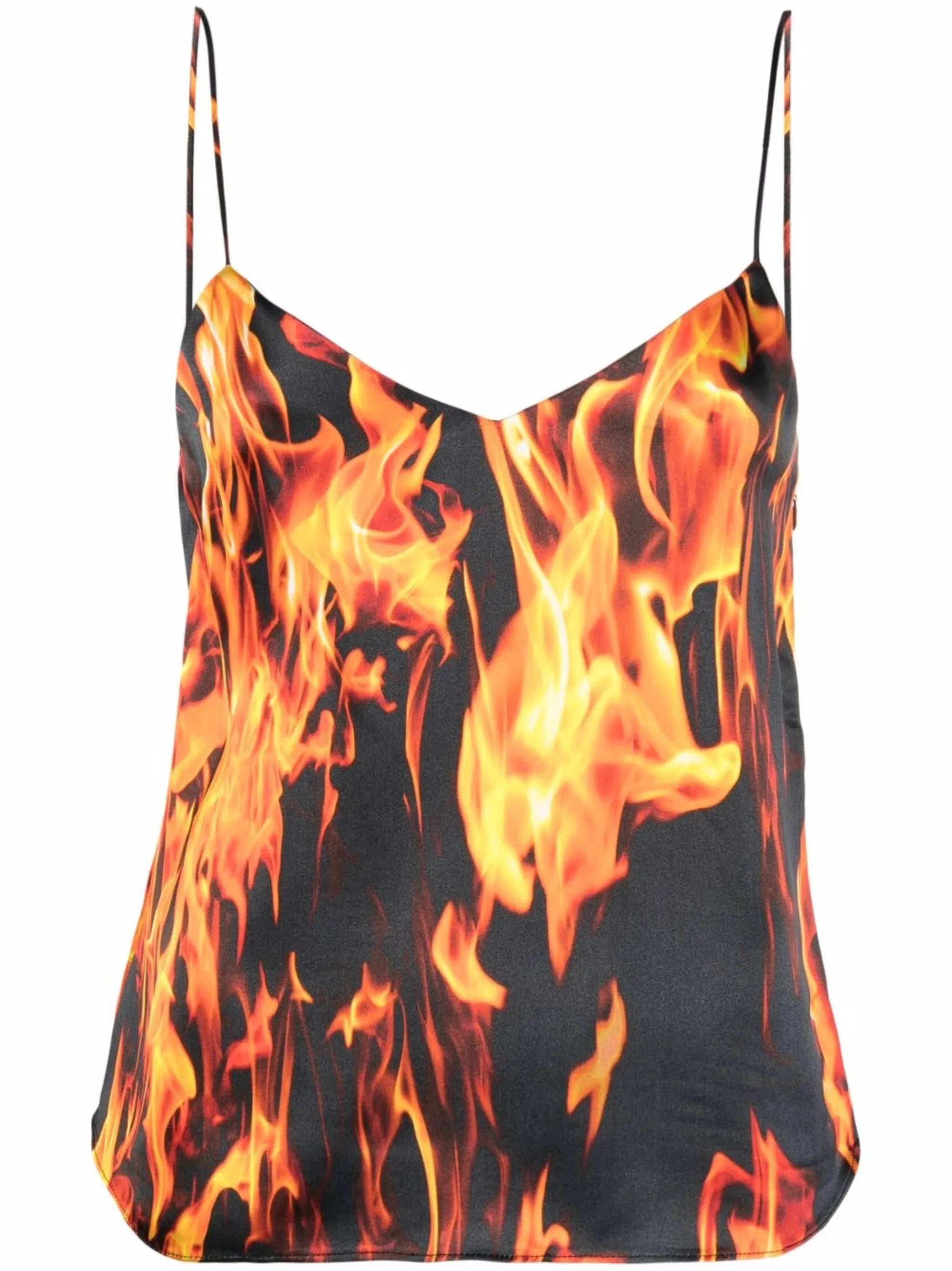 flame-print slip top