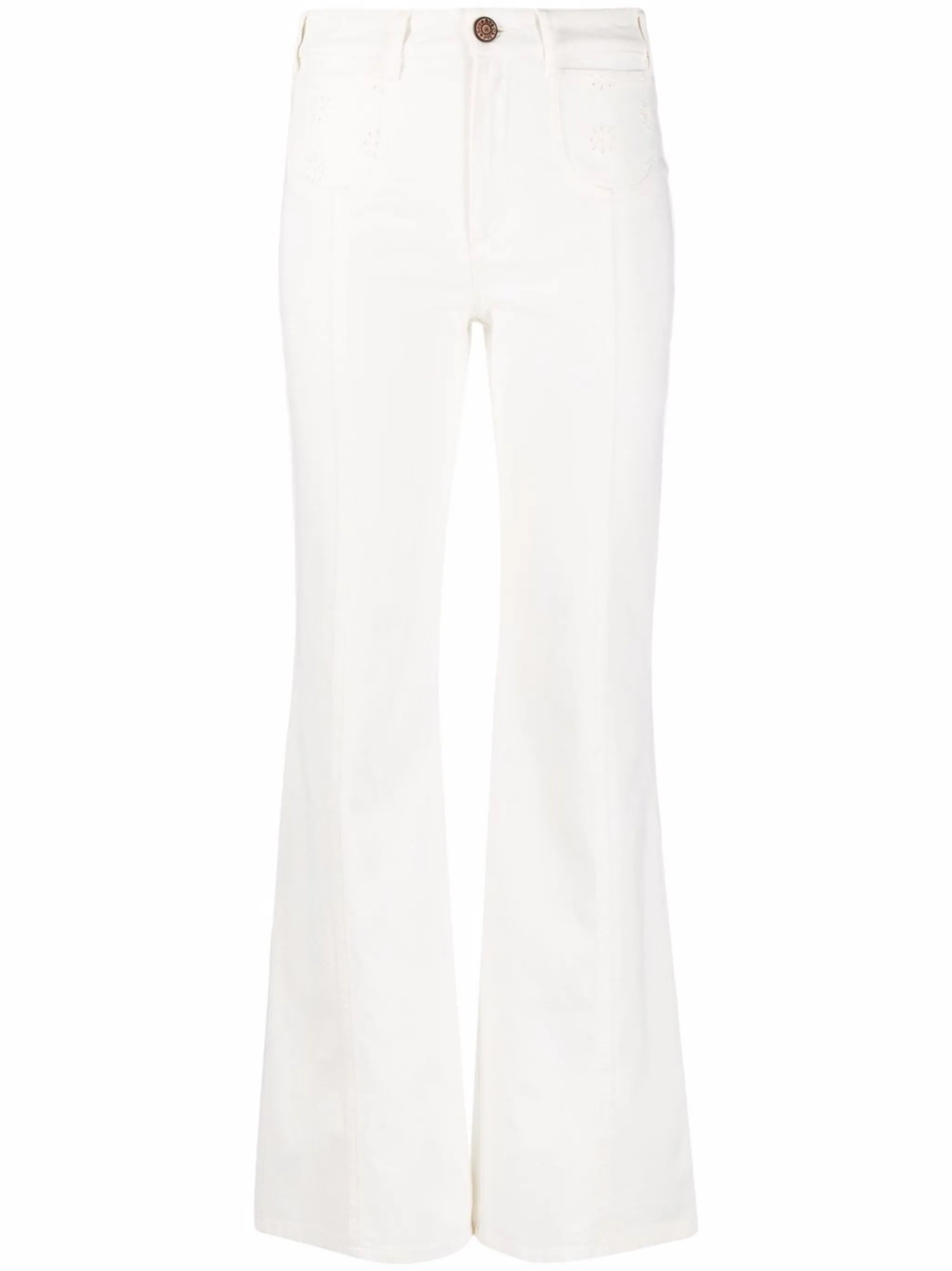 high-waisted flared denim jeans
