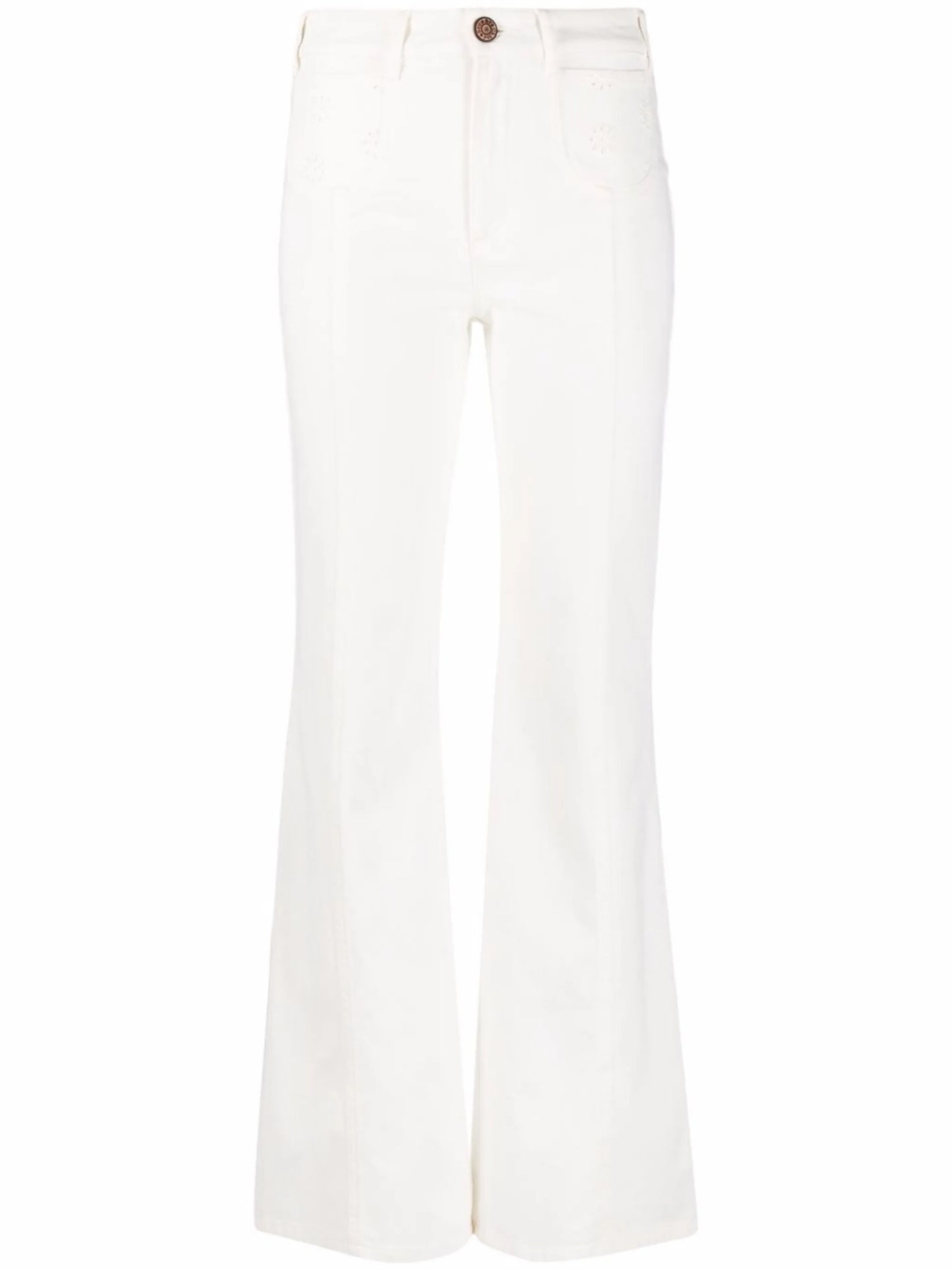 high-waisted flared denim jeans