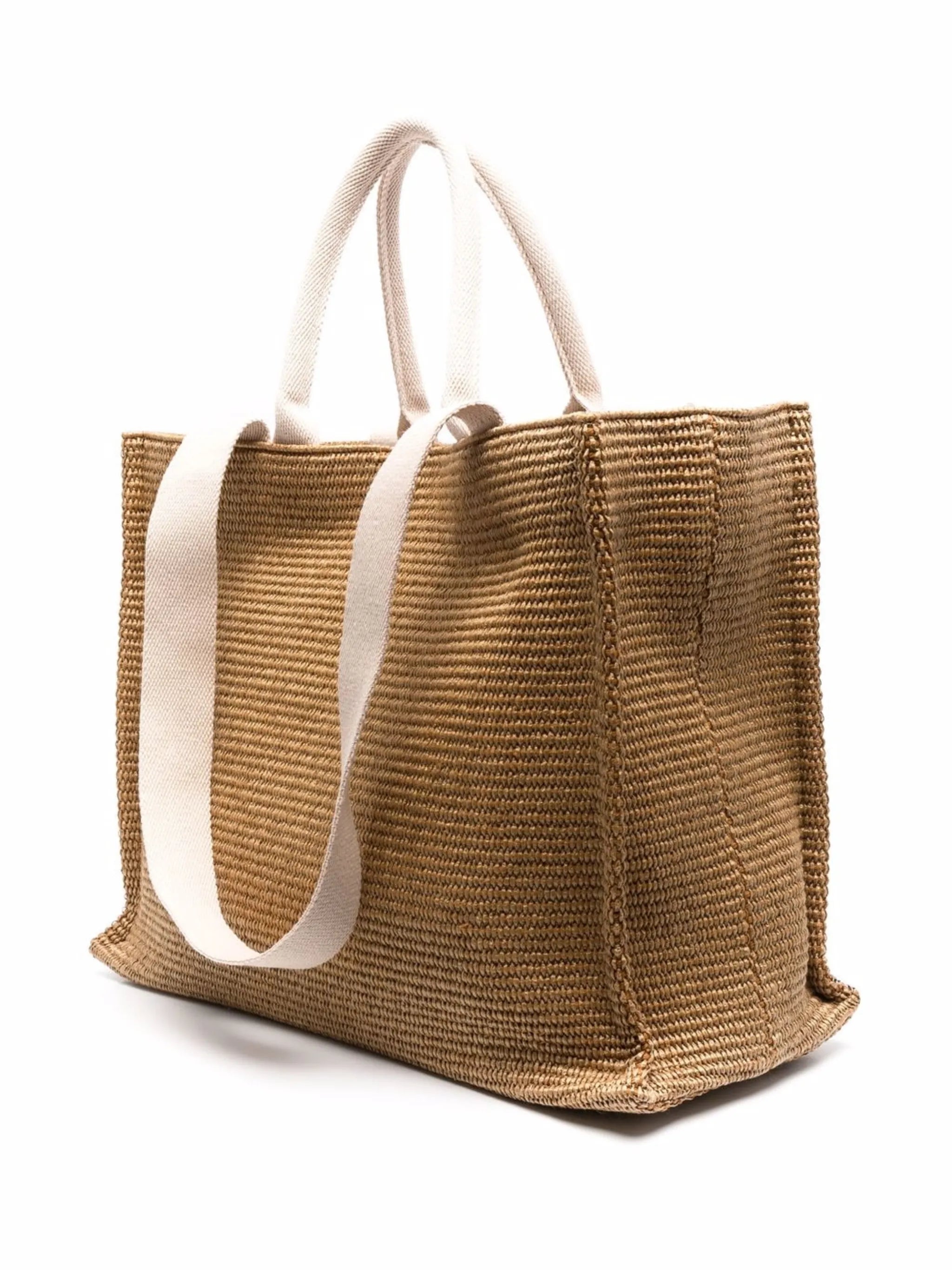shopping tote in raffia-effect fabric