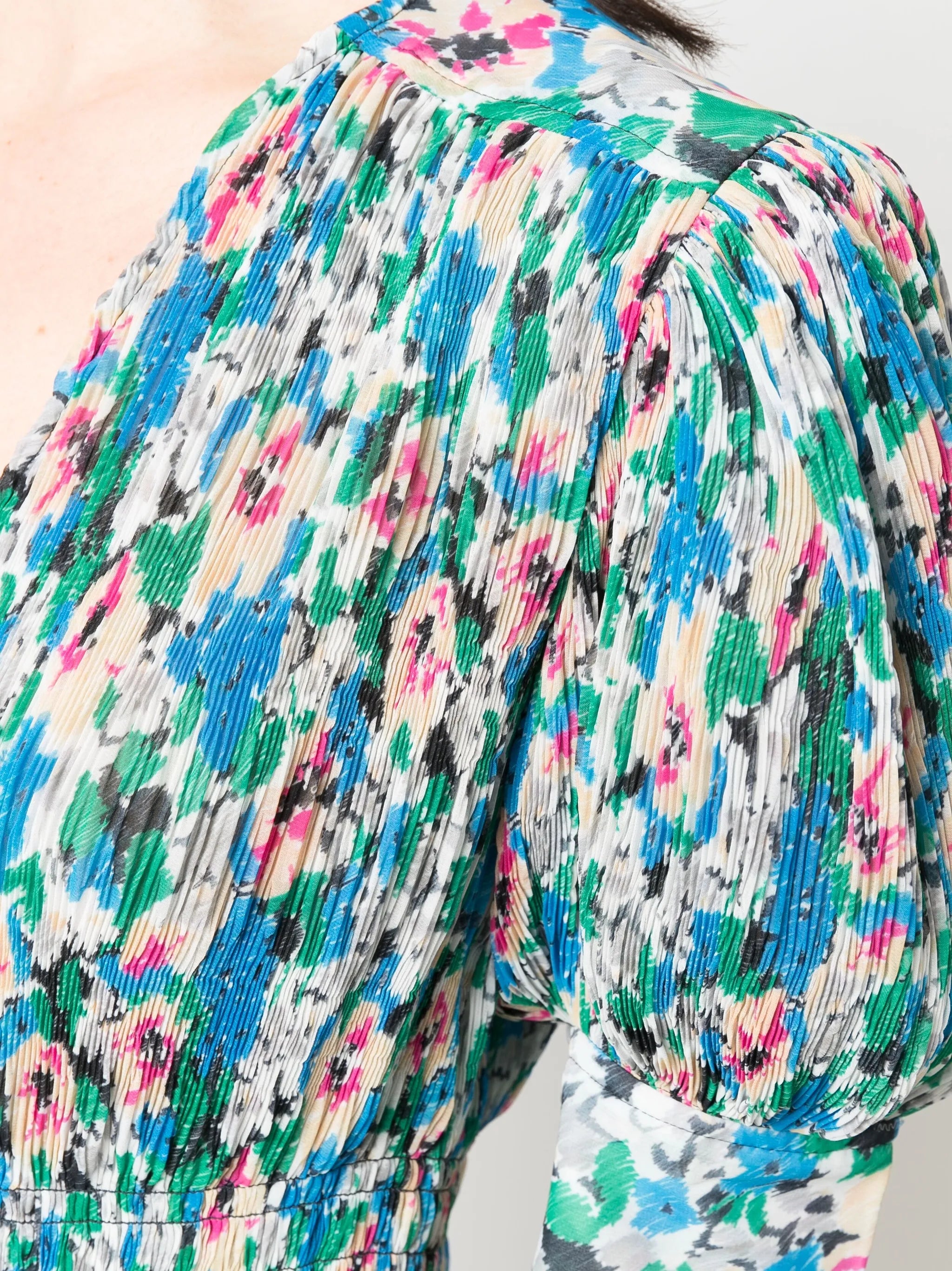 floral-print pleated georgette midi dress