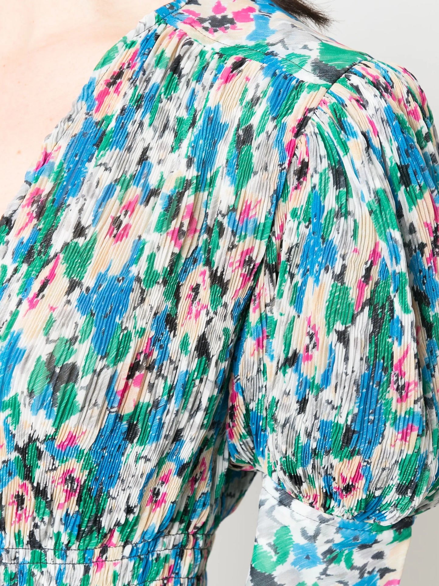 floral-print pleated georgette midi dress