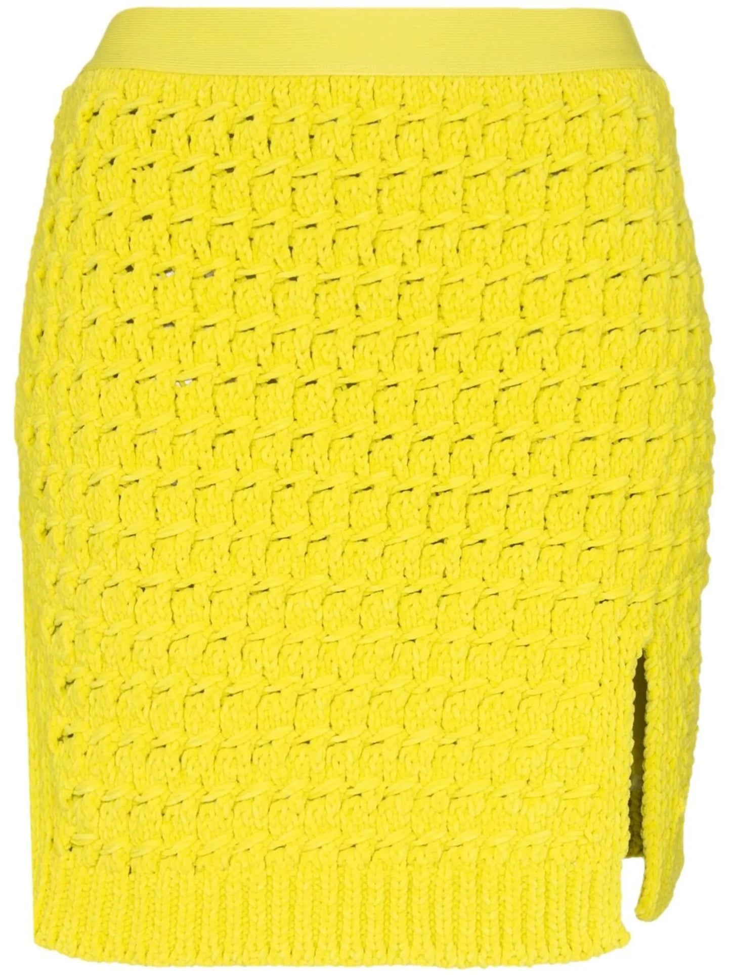 high-waisted knitted mini skirt