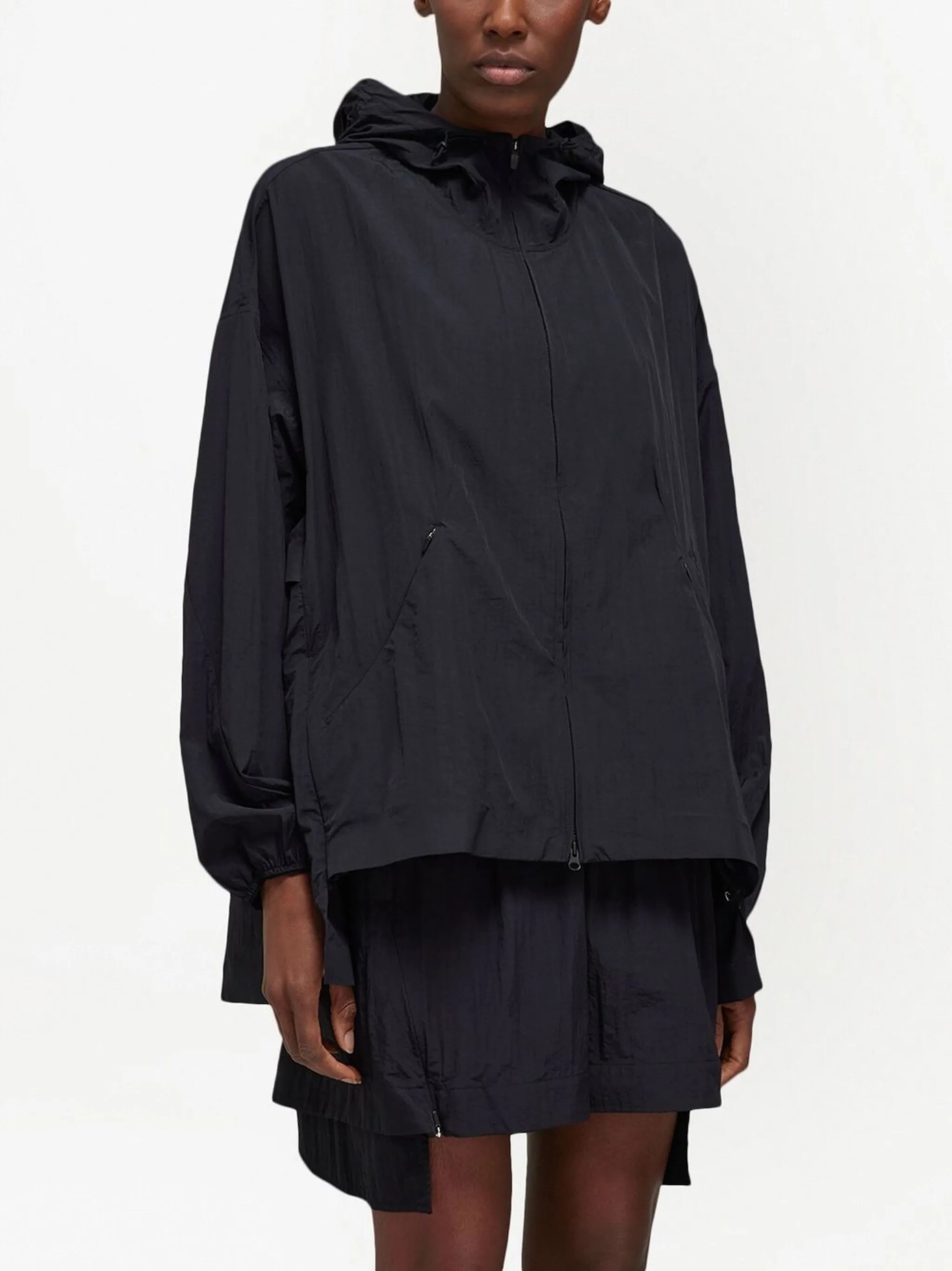 zipped hooded windbreaker