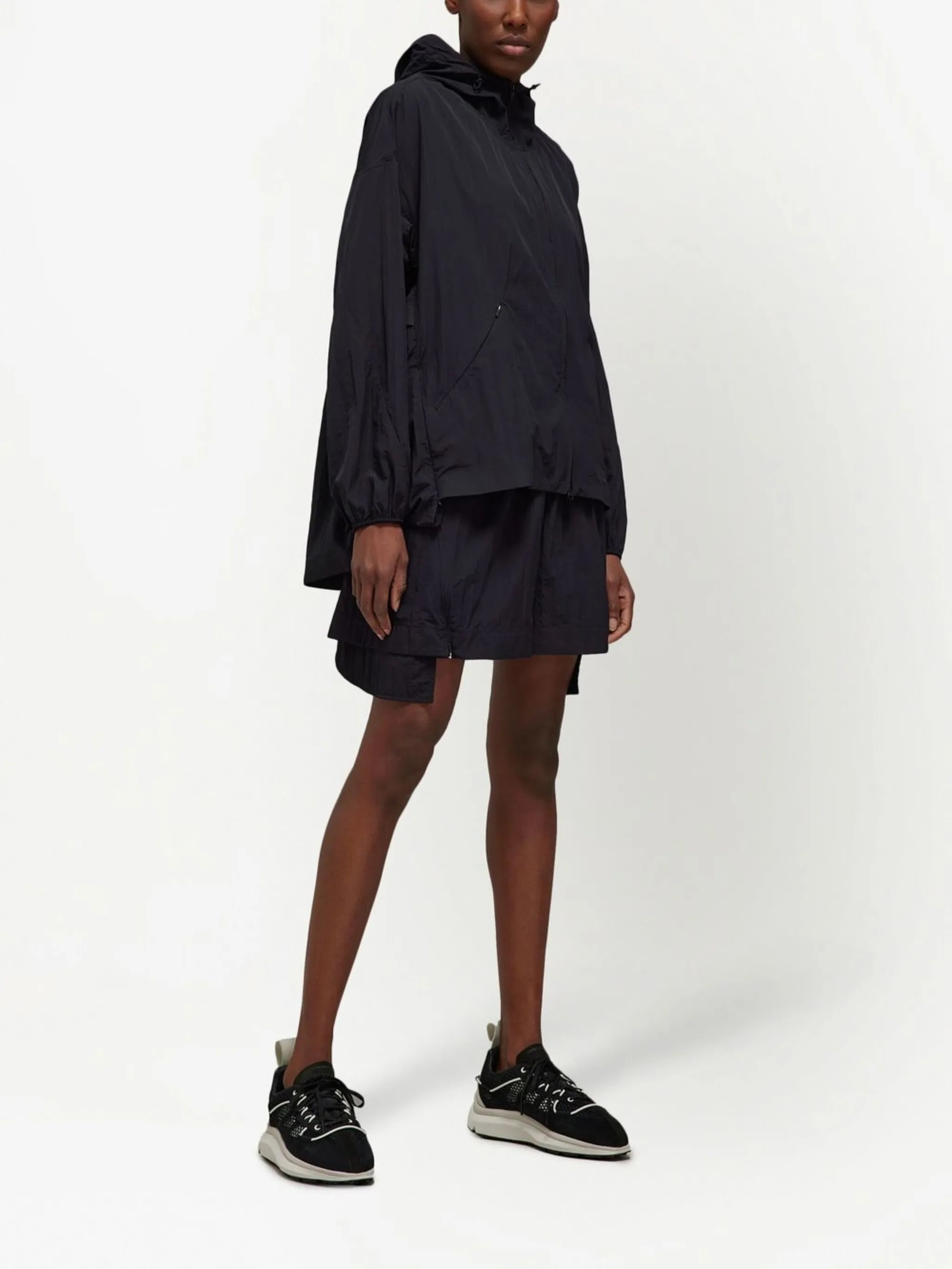 zipped hooded windbreaker