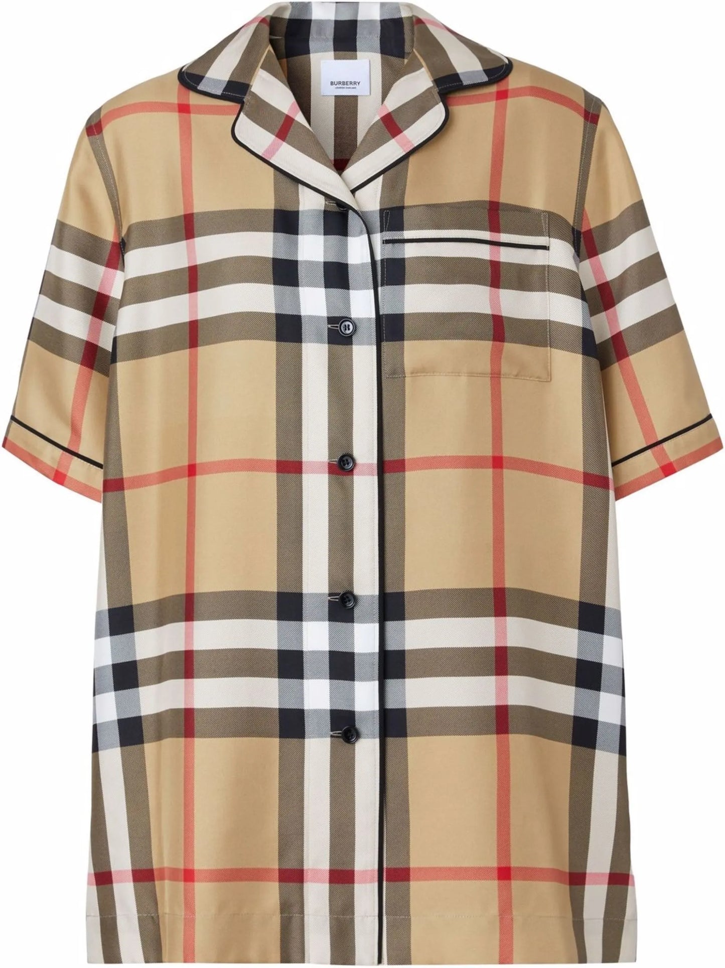 Vintage Check silk pajama shirt