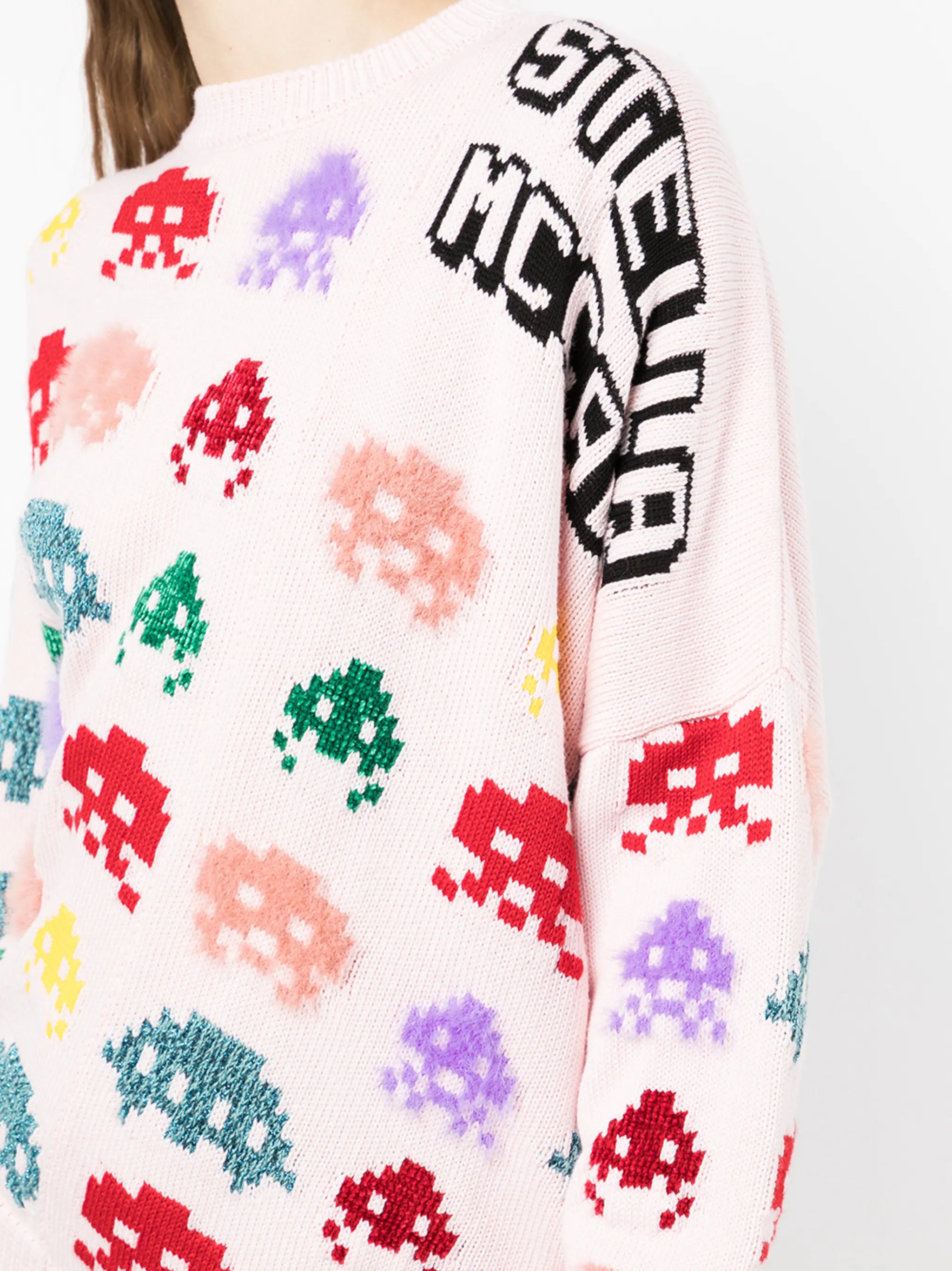 game-intarsia asymmetric jumper