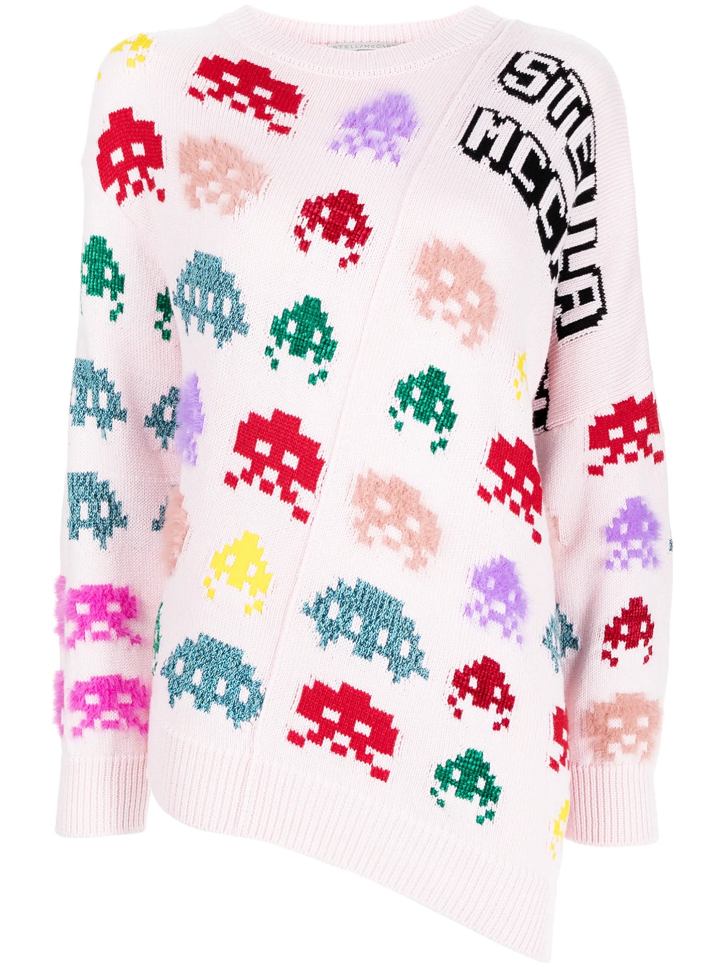 game-intarsia asymmetric jumper