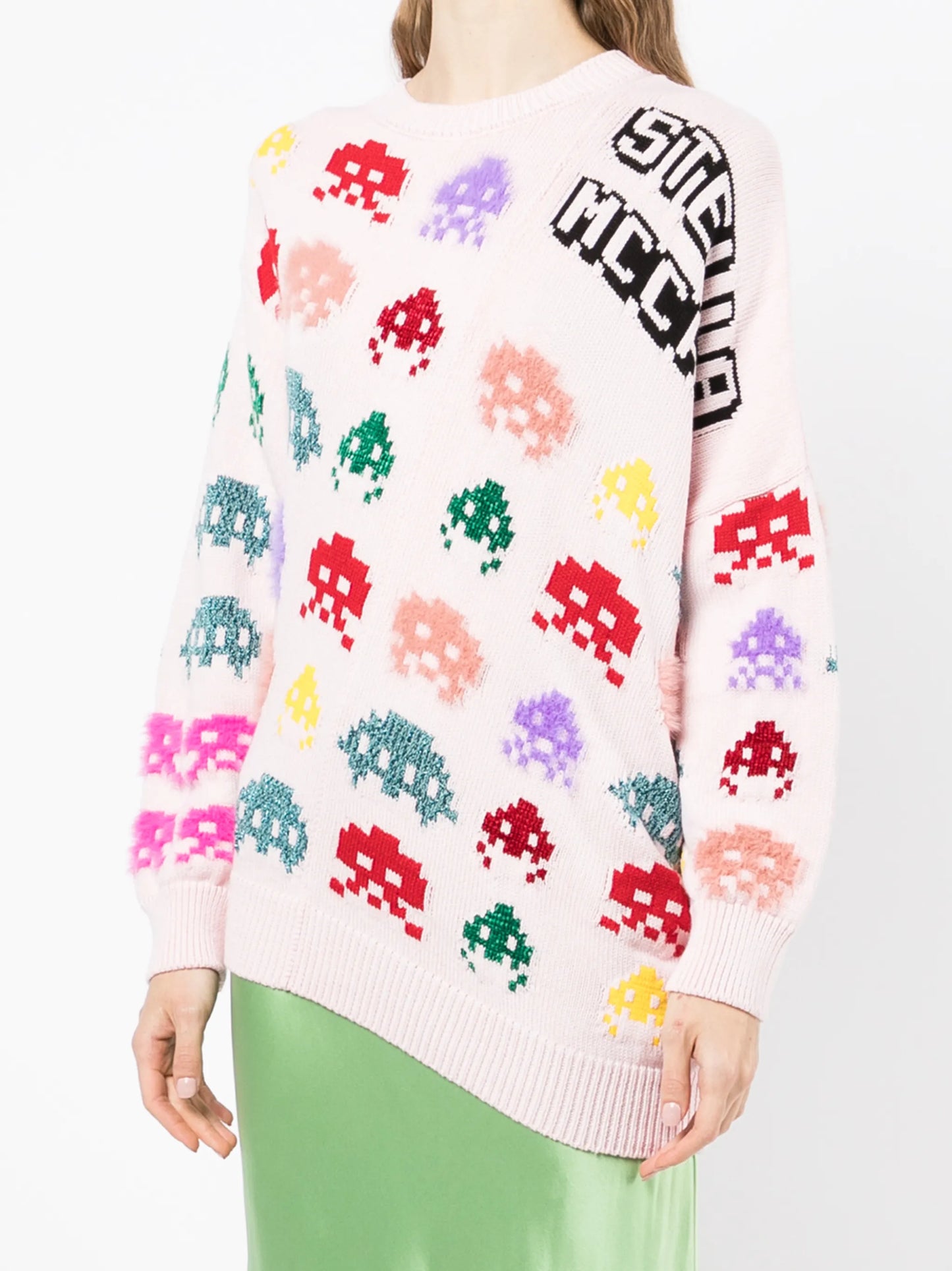 game-intarsia asymmetric jumper