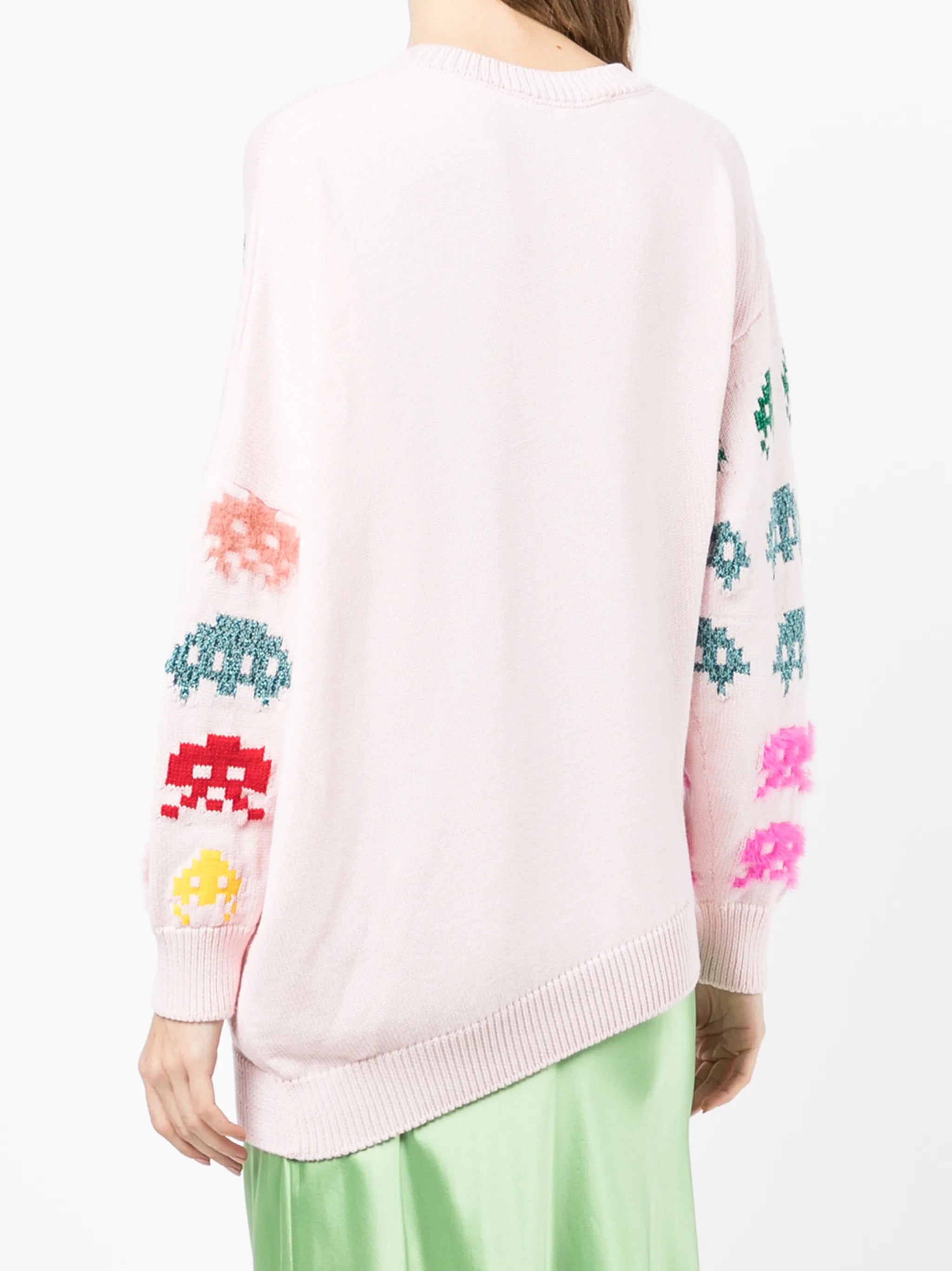 game-intarsia asymmetric jumper