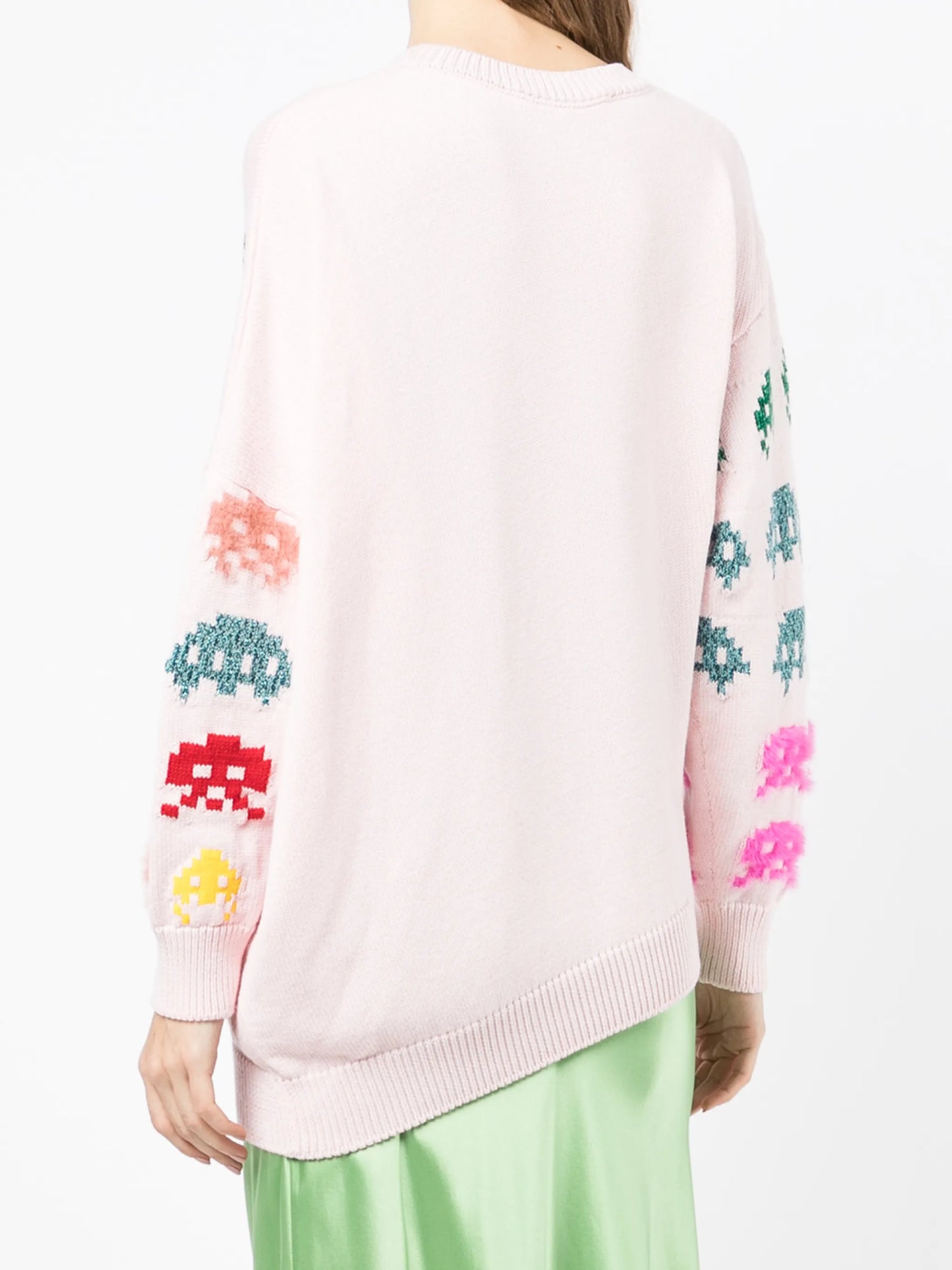 game-intarsia asymmetric jumper