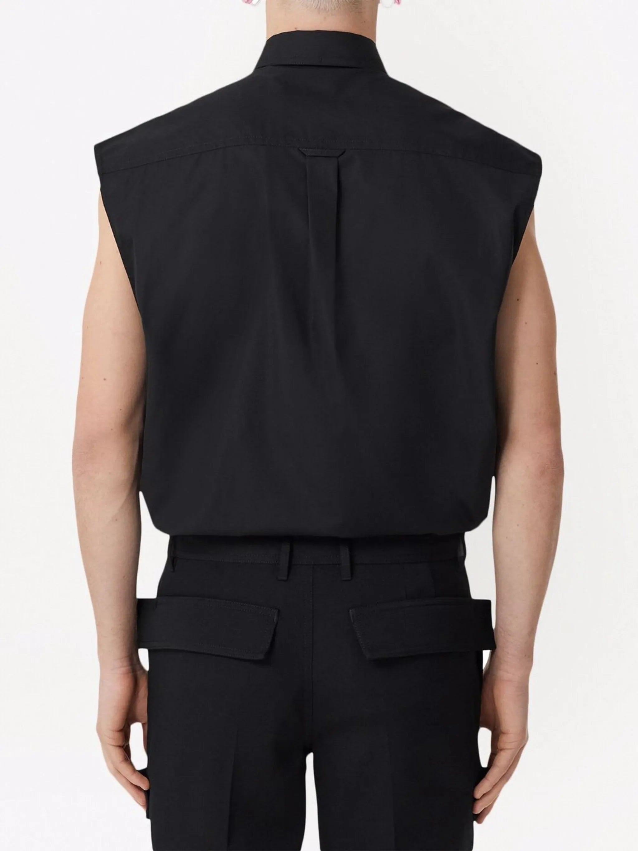 sleeveless button-down shirt