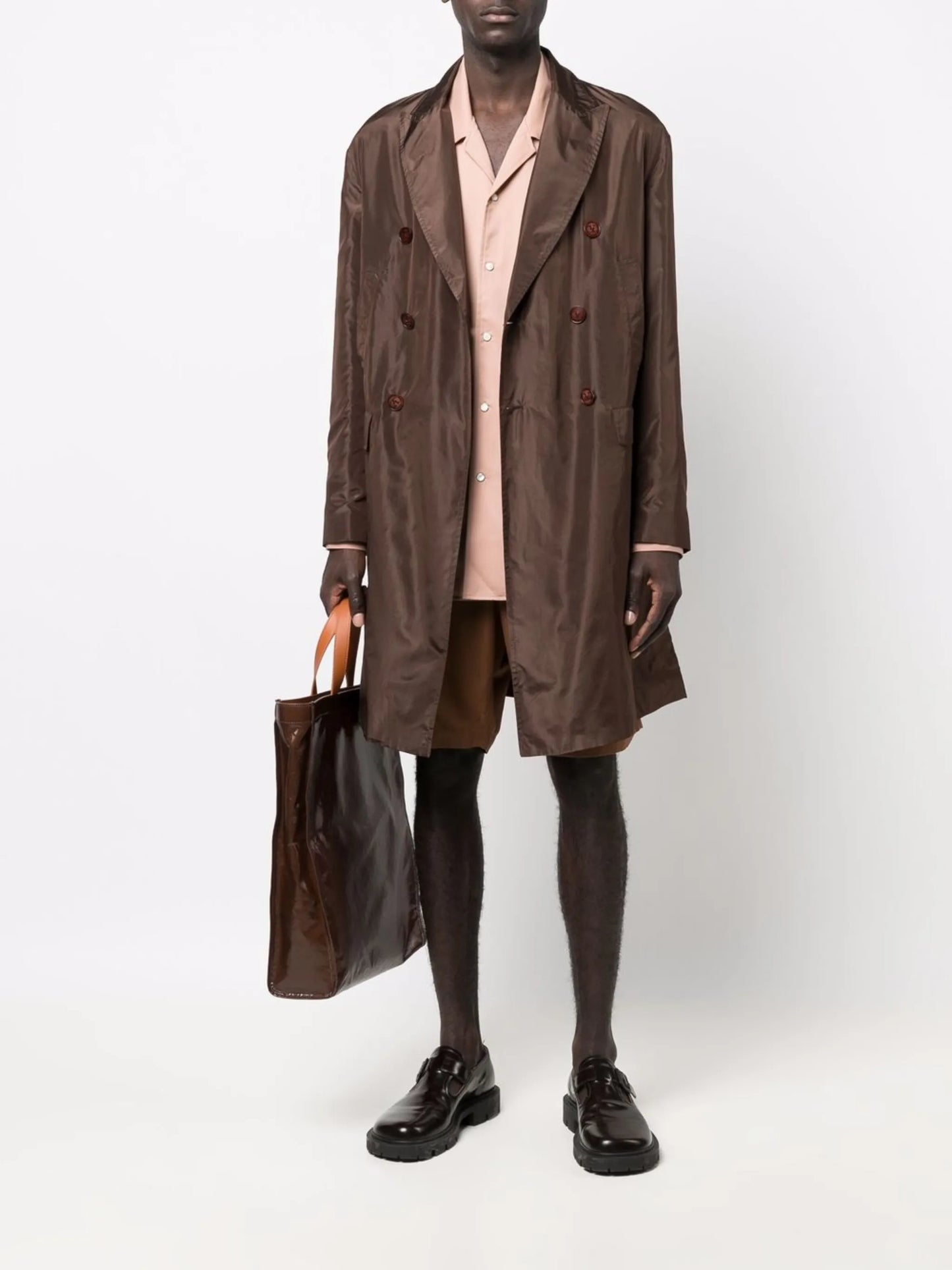 double-breasted midi coat