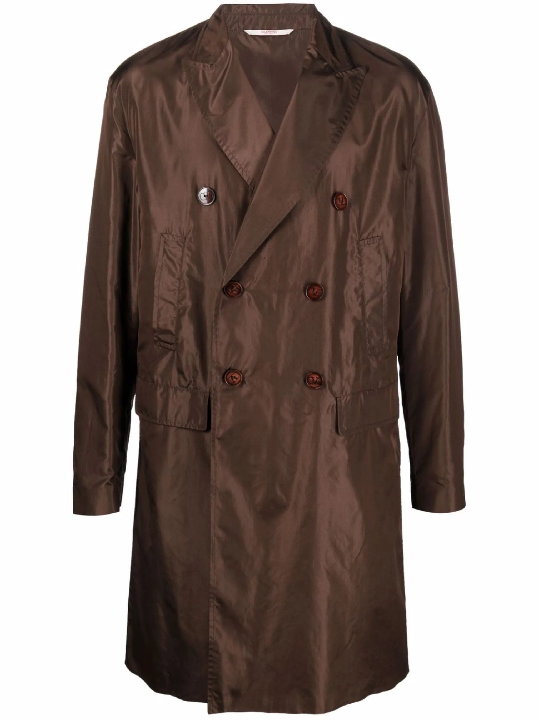 double-breasted midi coat