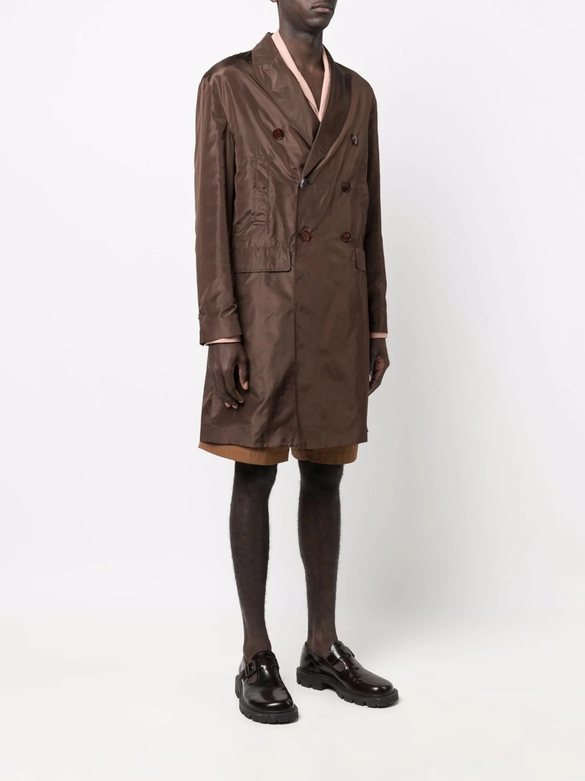 double-breasted midi coat