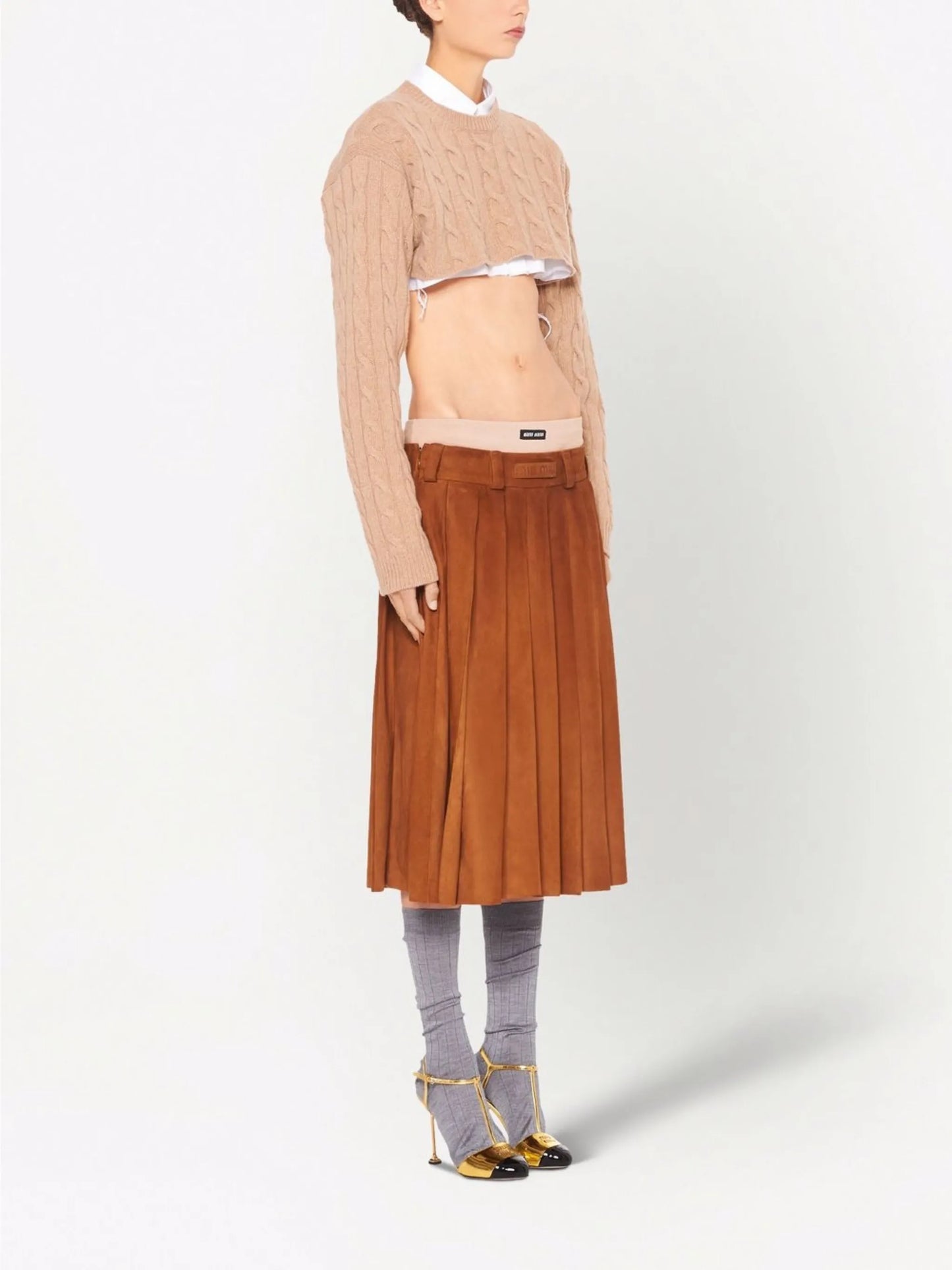cable knit cropped cashmere jumper