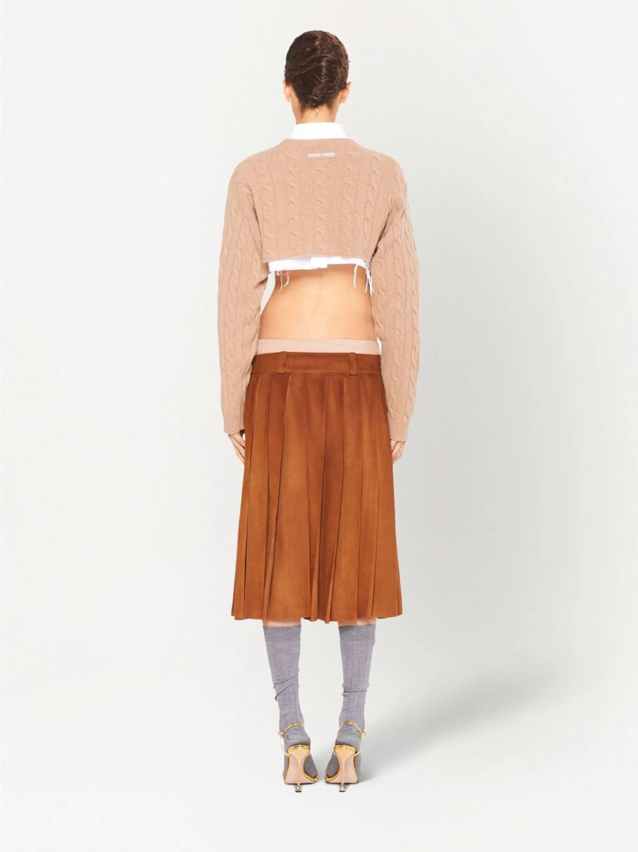cable knit cropped cashmere jumper