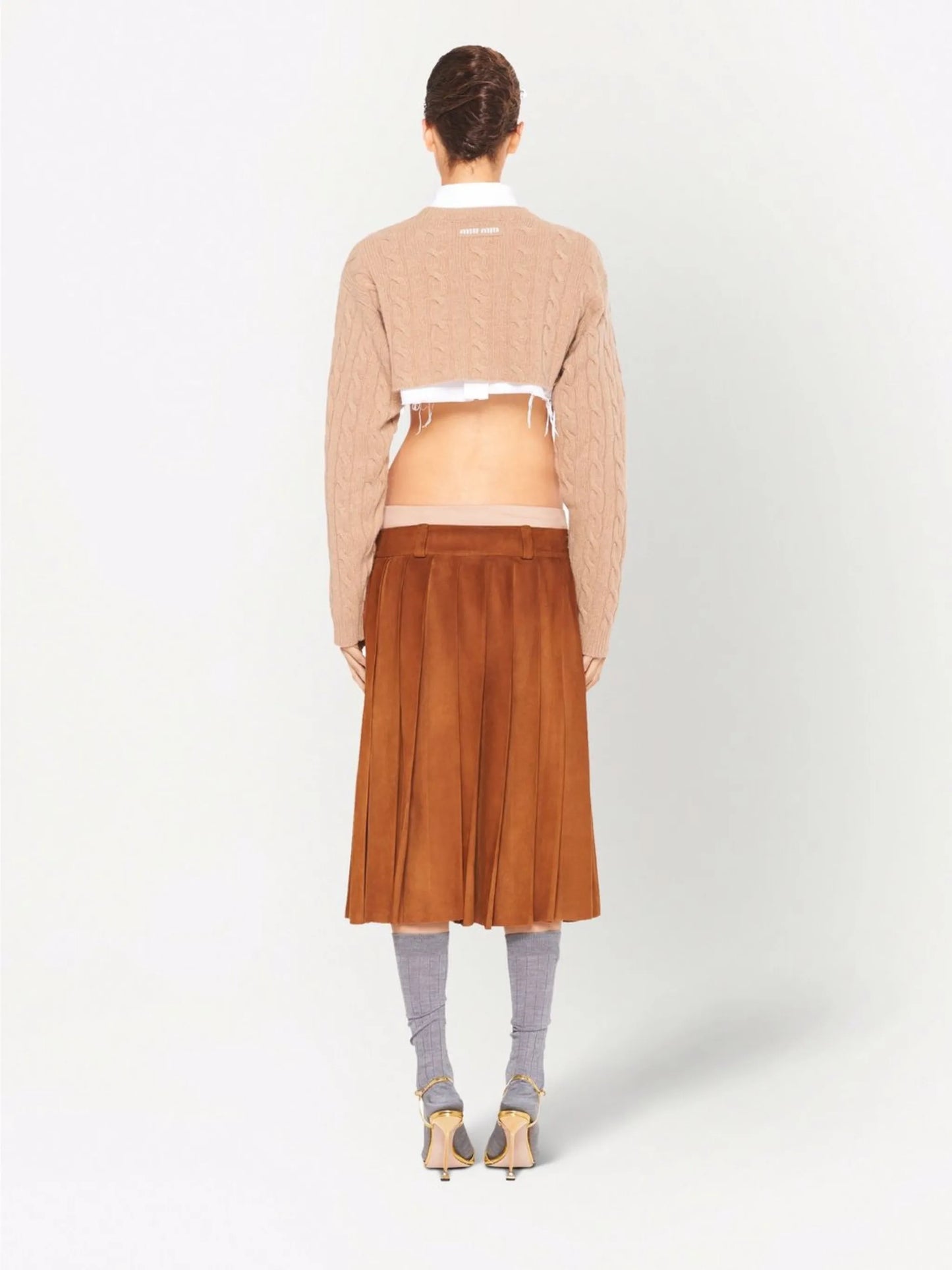 cable knit cropped cashmere jumper