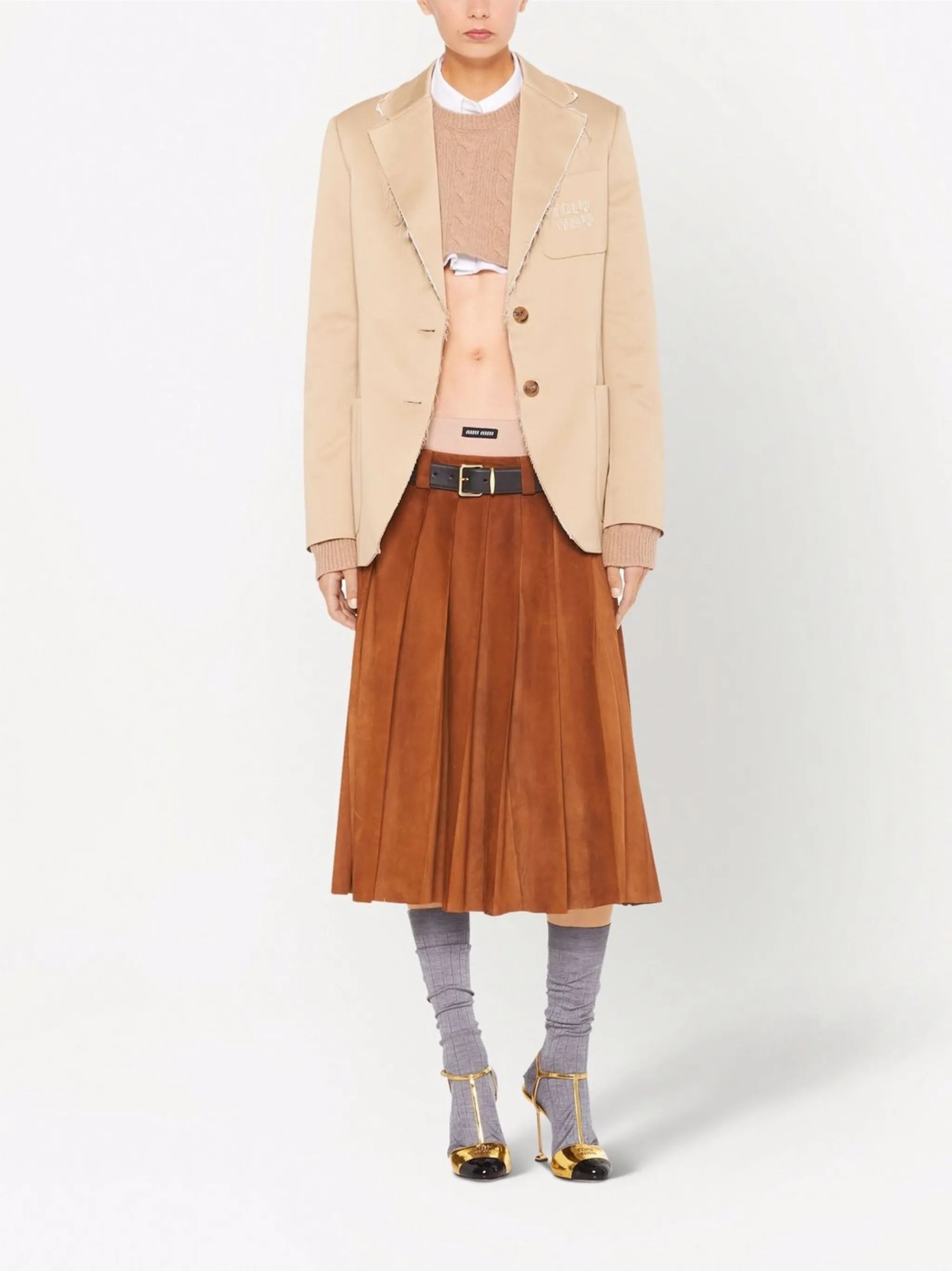 cable knit cropped cashmere jumper