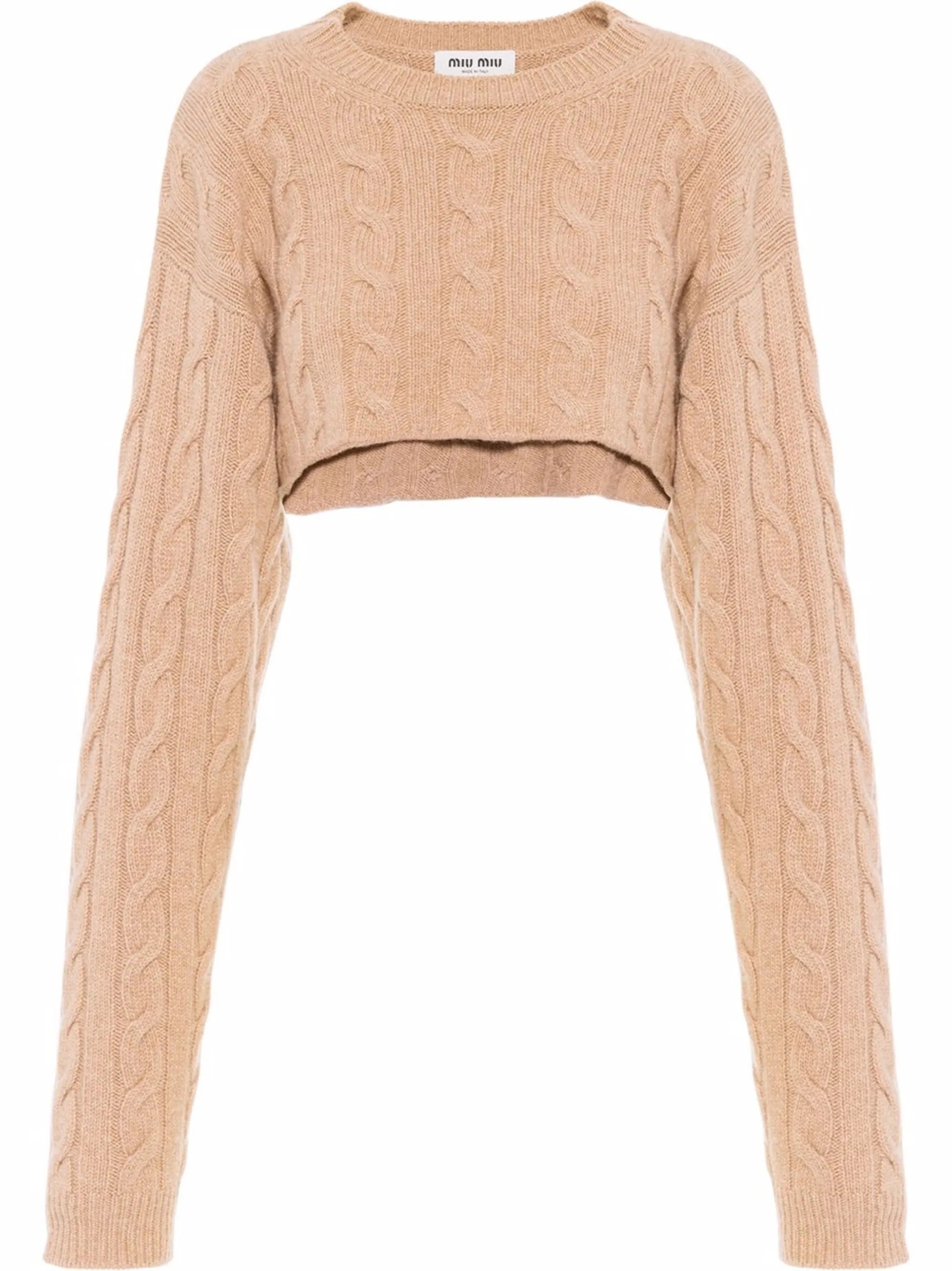 cable knit cropped cashmere jumper