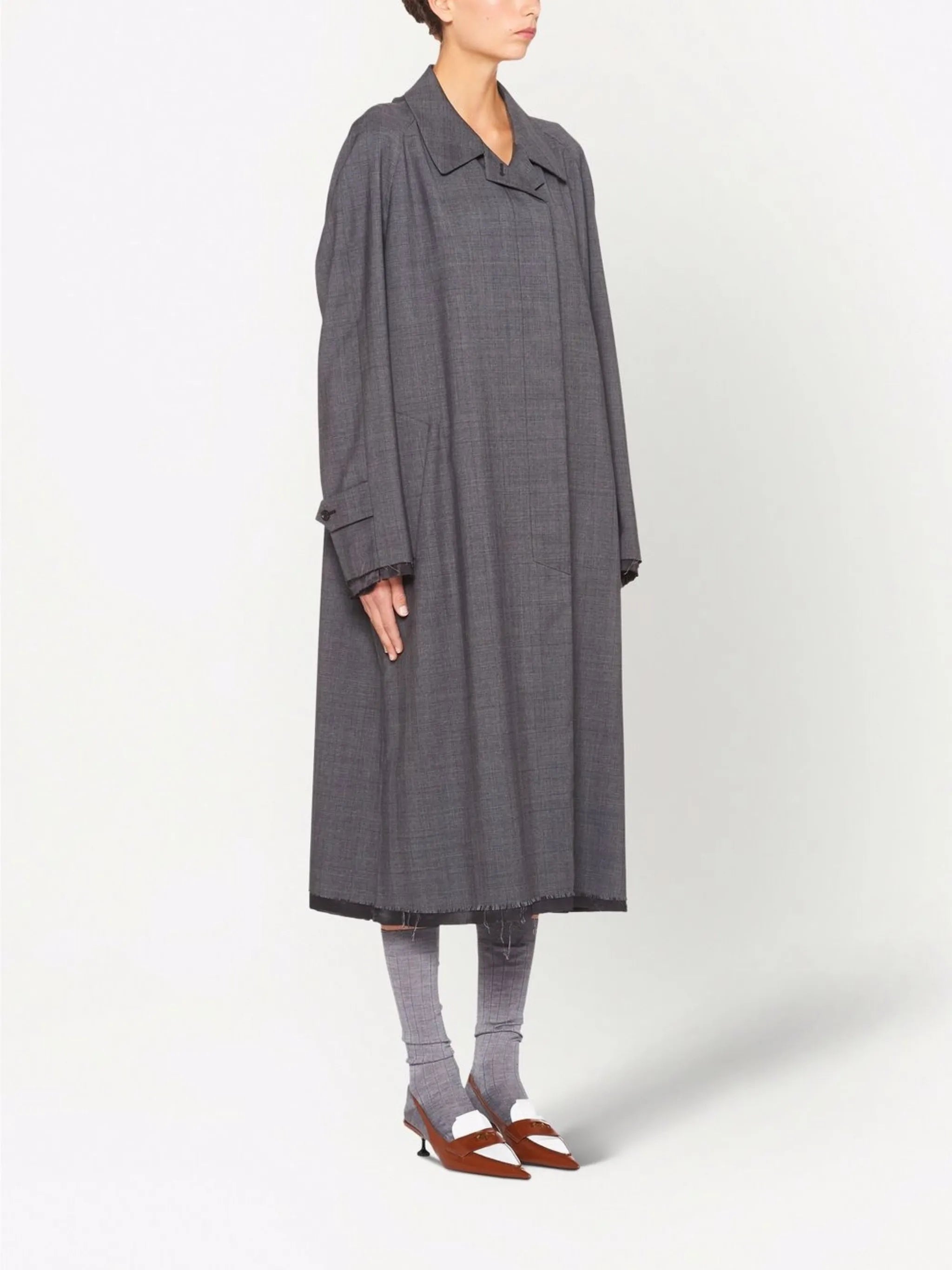 Prince of Wales check wool coat