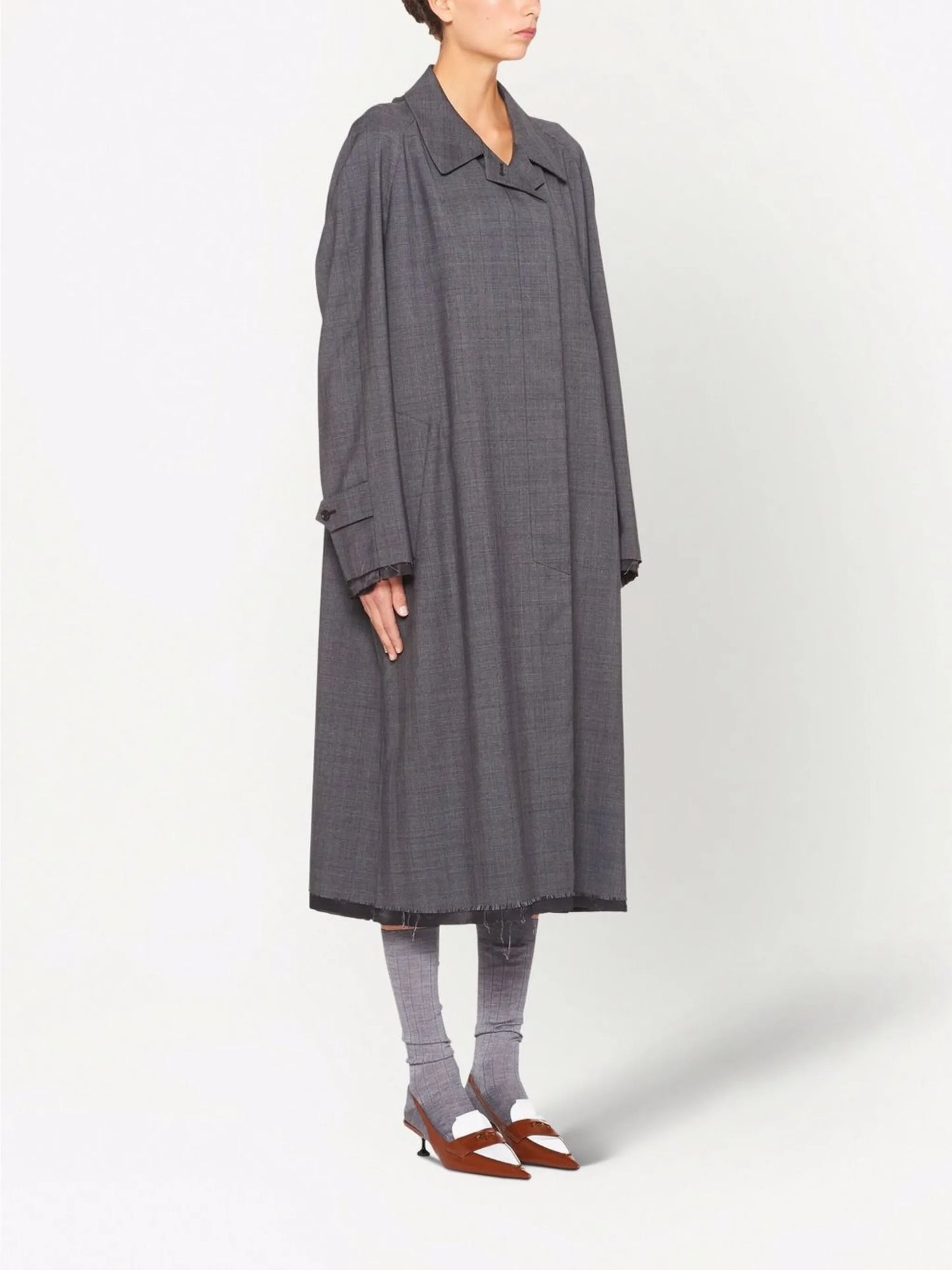 Prince of Wales check wool coat