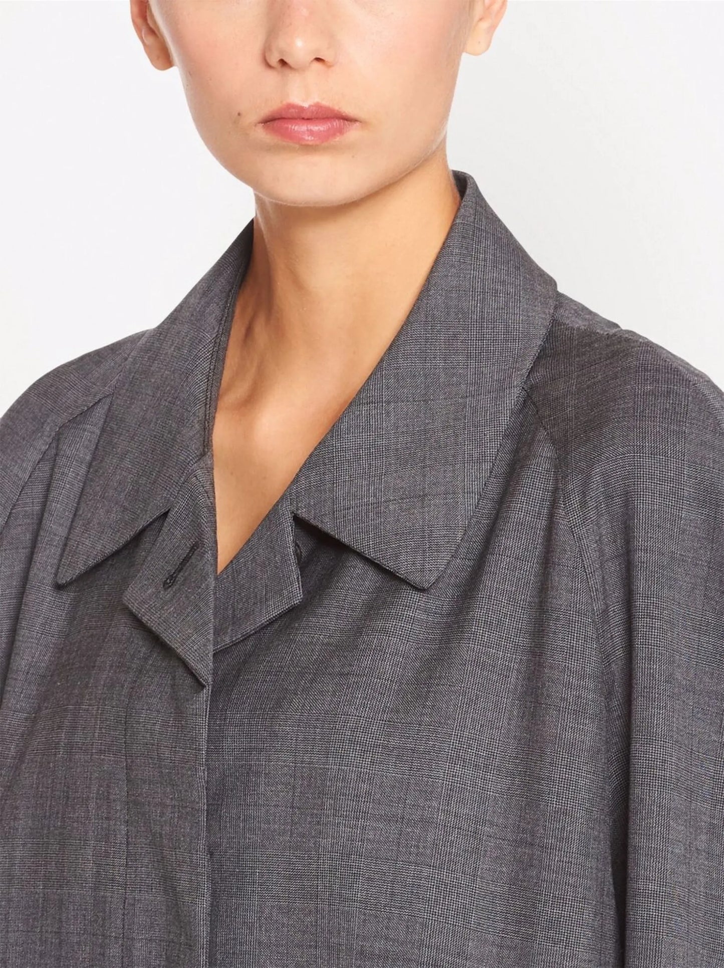 Prince of Wales check wool coat