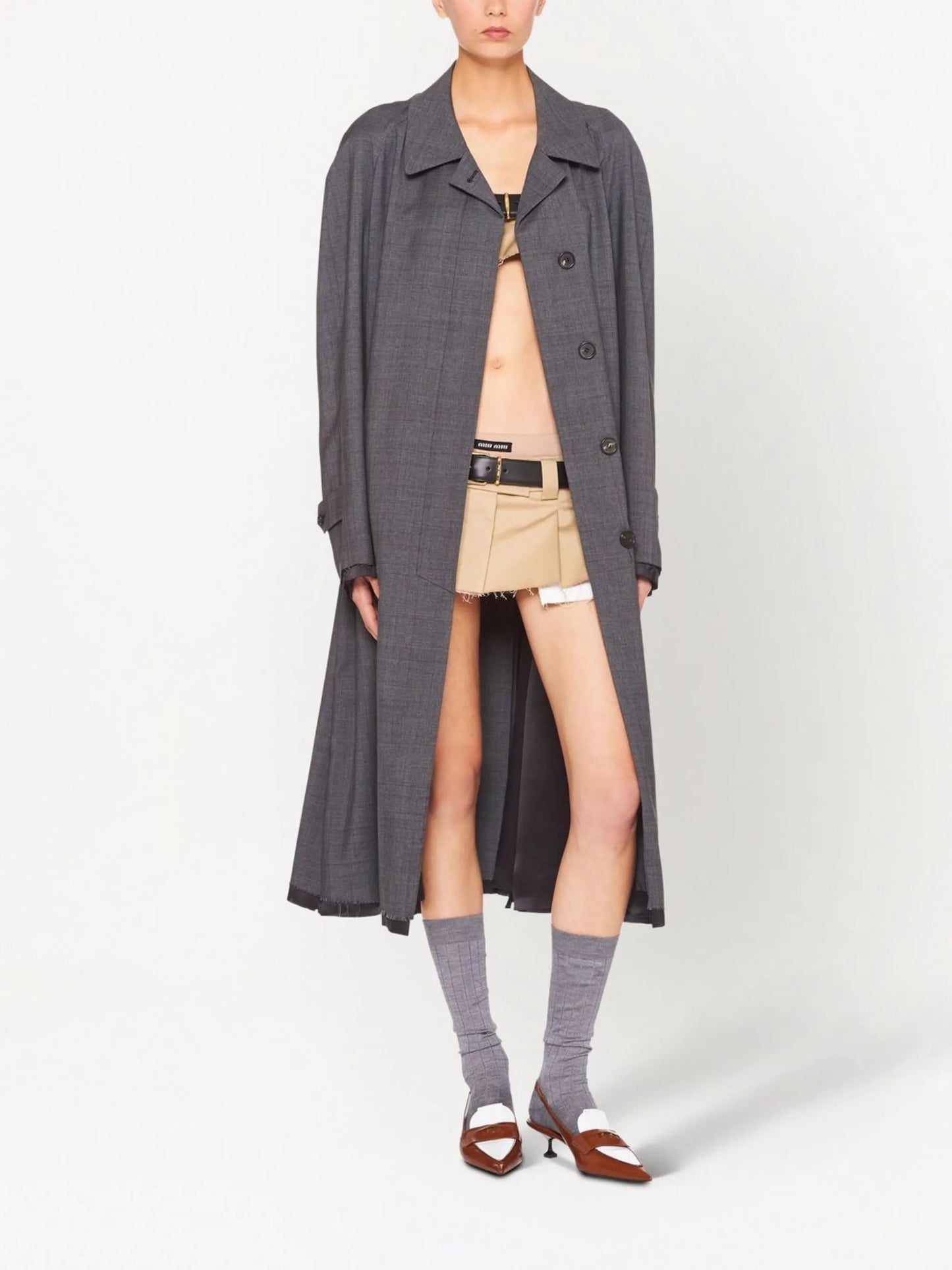 Prince of Wales check wool coat