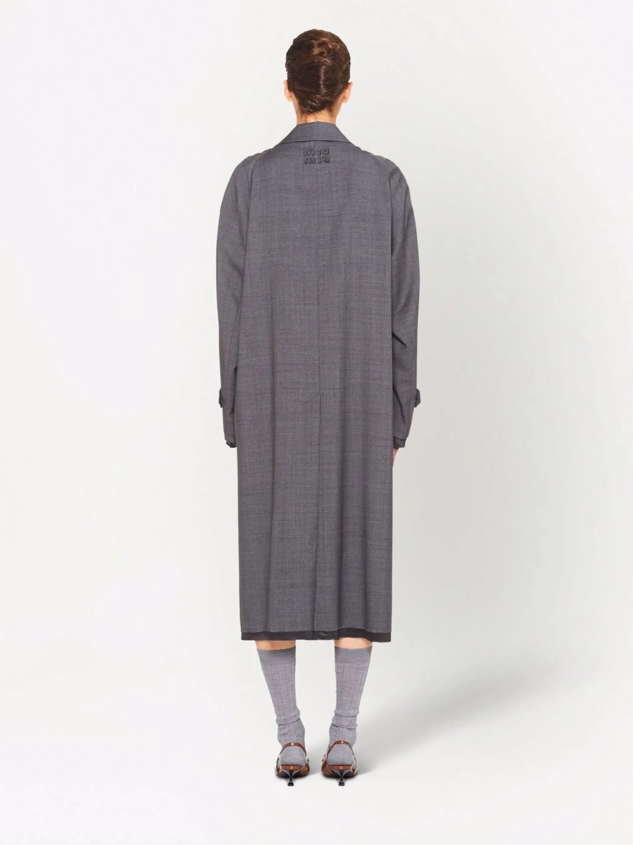 Prince of Wales check wool coat
