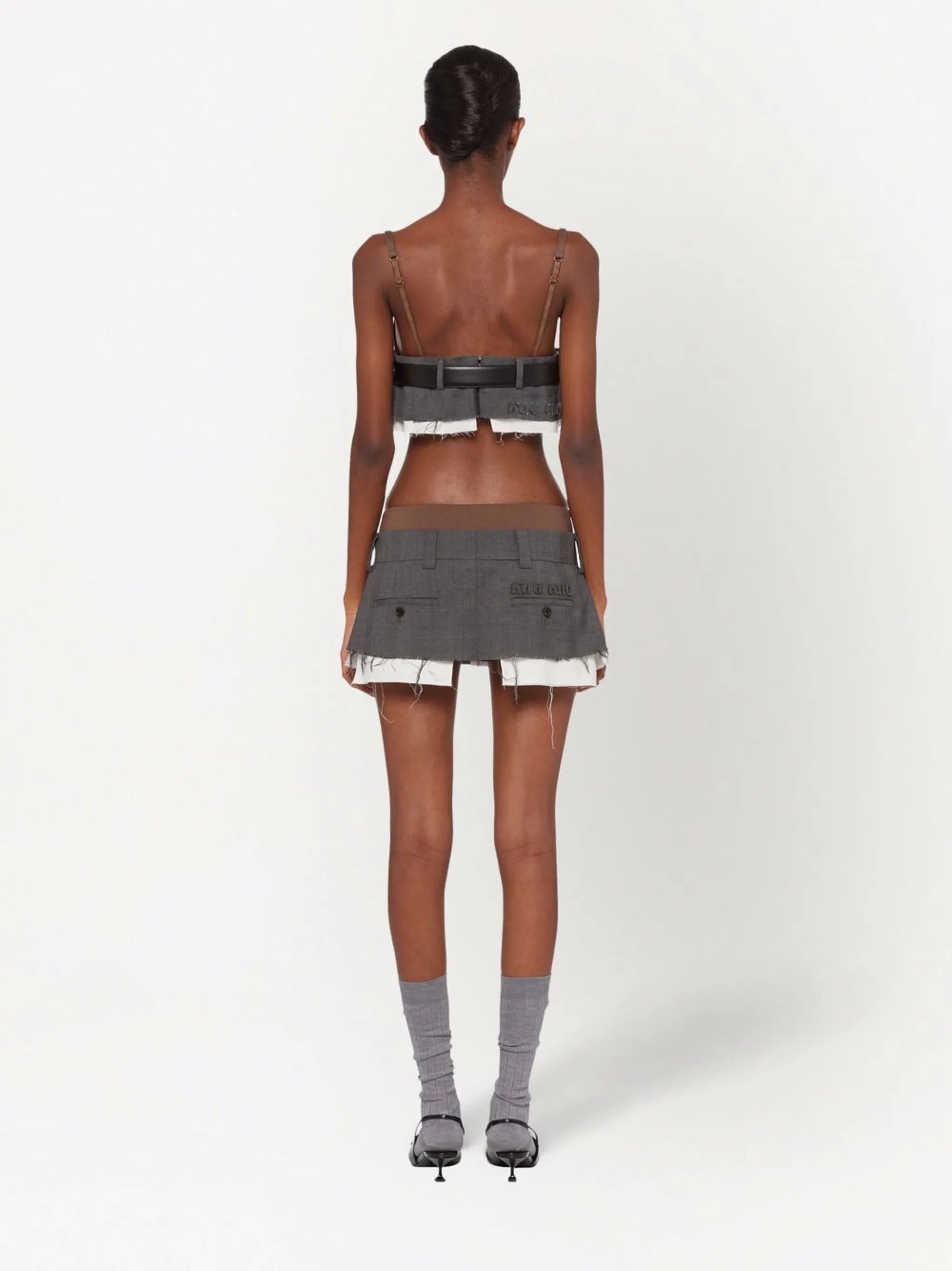 Prince Of Wales check wool mini skirt