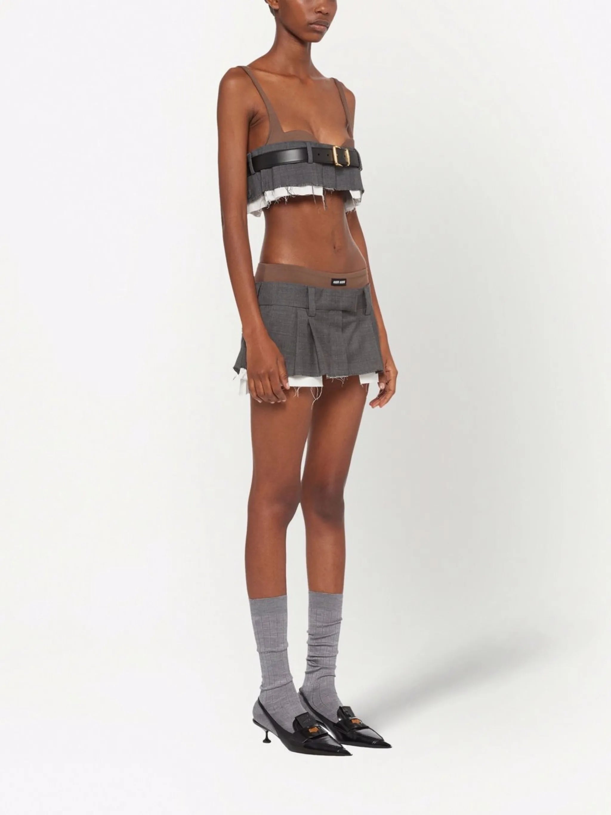 Prince Of Wales check wool mini skirt
