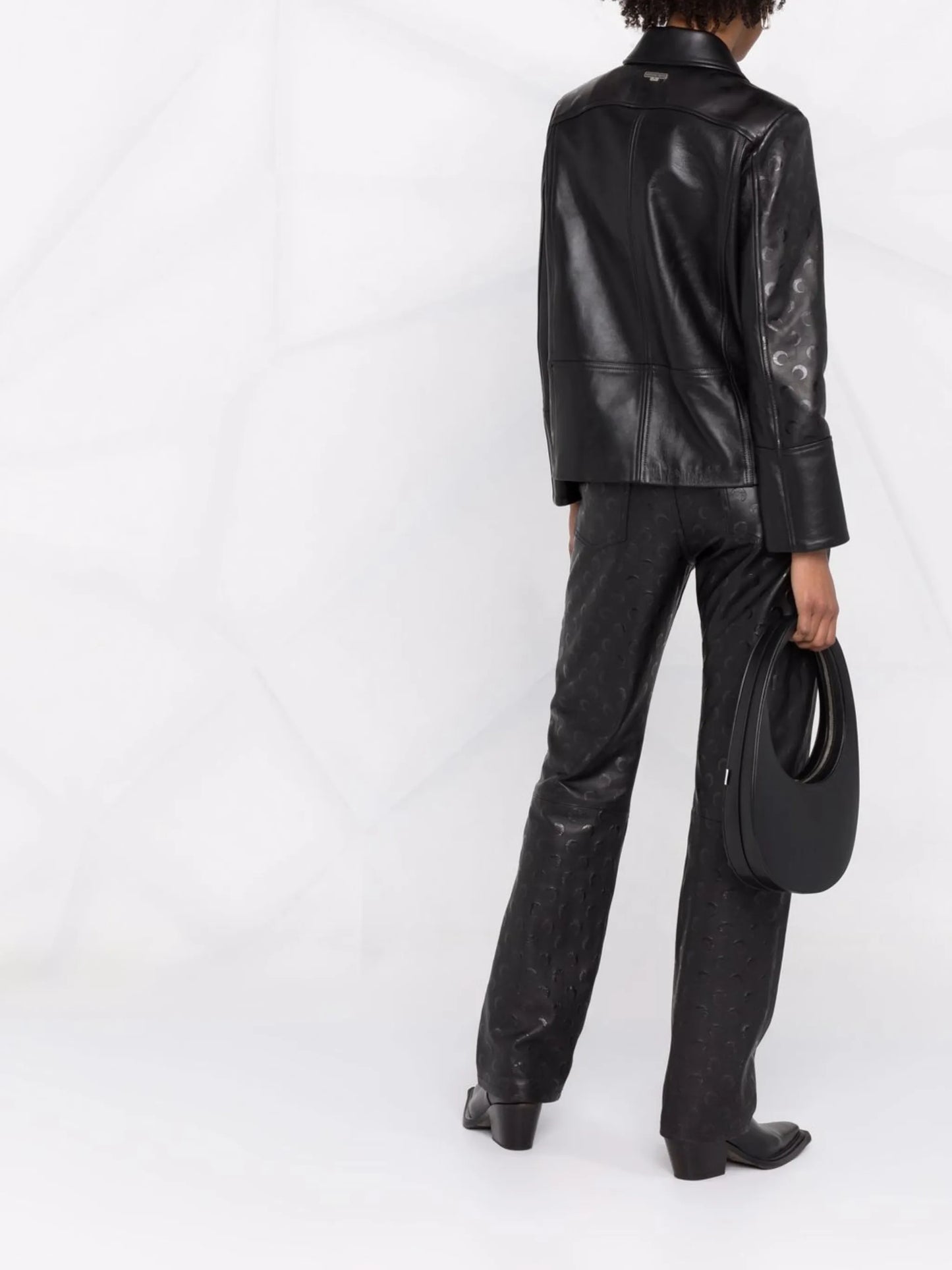 moon-print leather jacket