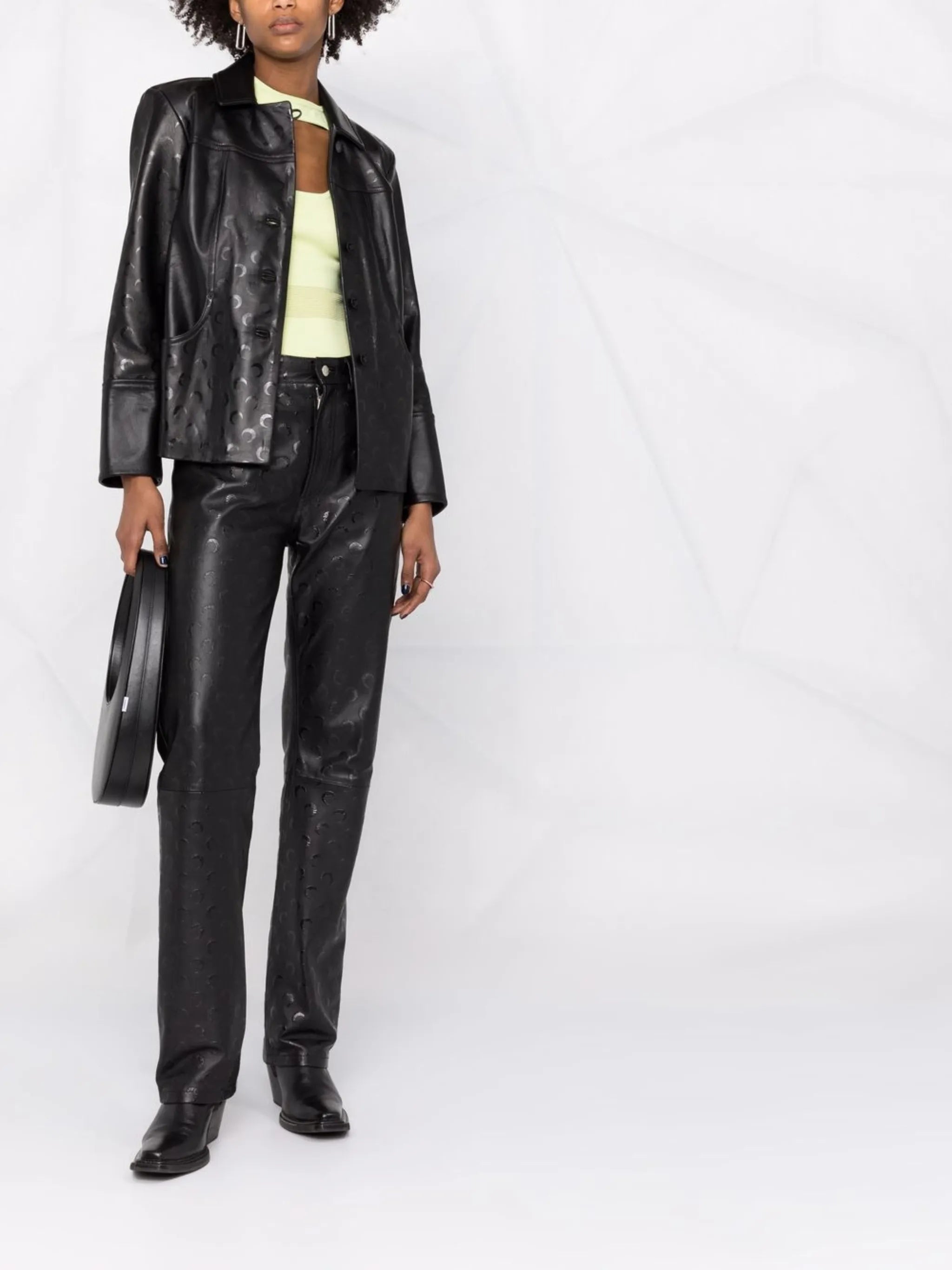 moon-print leather jacket