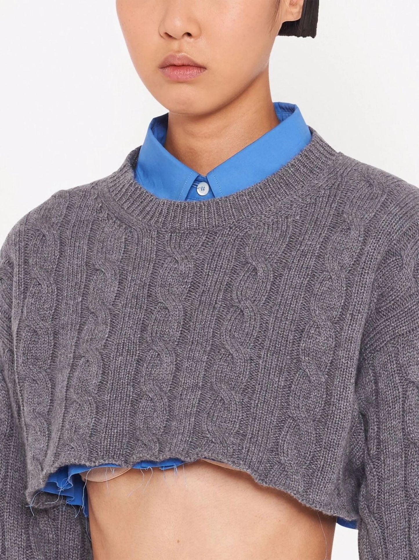 cable knit cropped cashmere jumper
