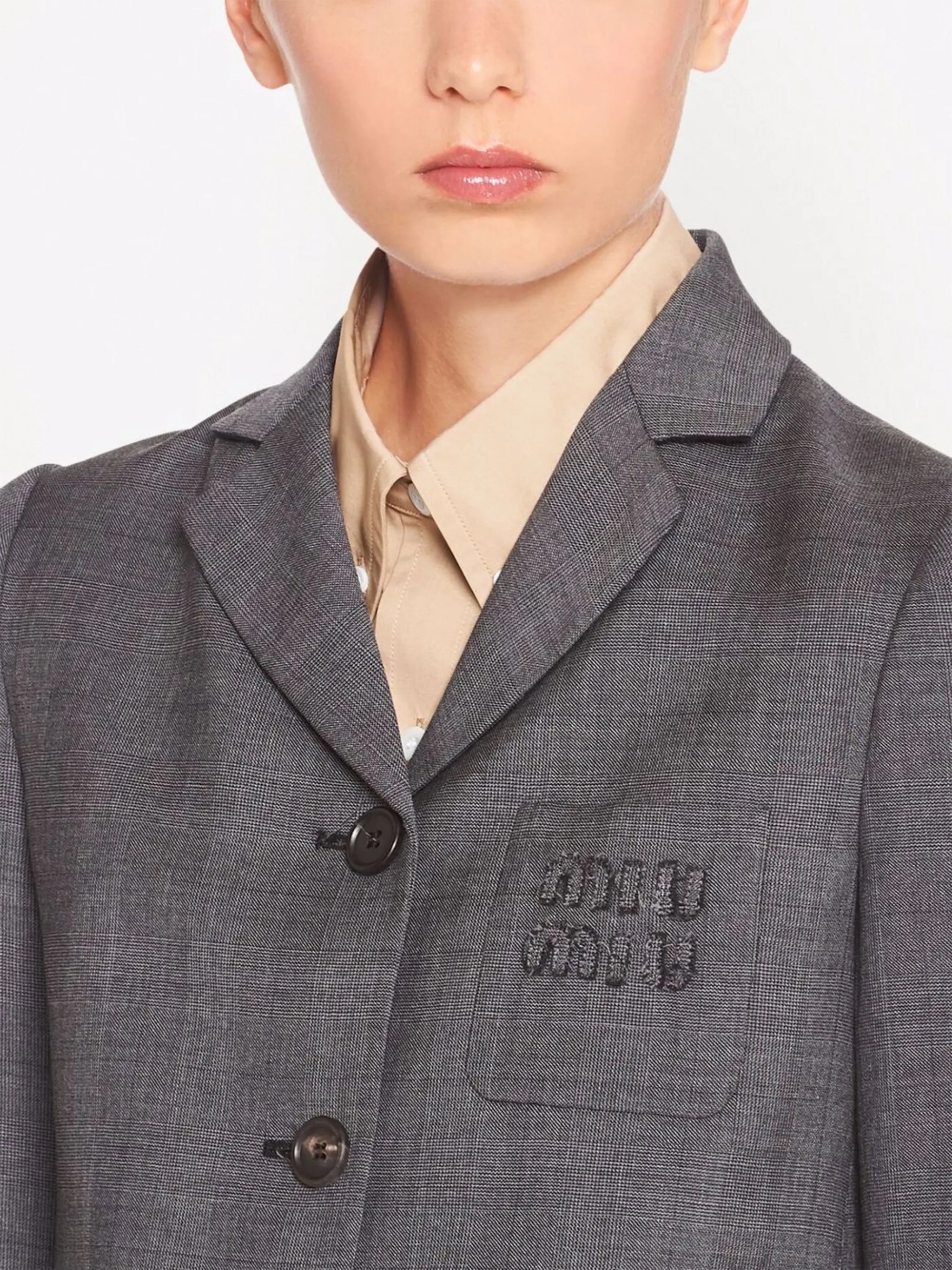 single-breasted Prince of Wales check blazer