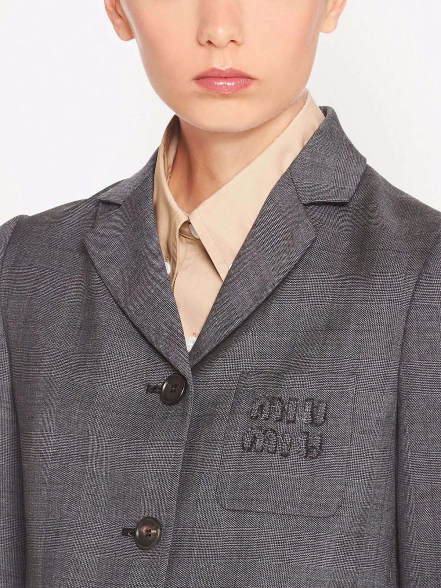 single-breasted Prince of Wales check blazer
