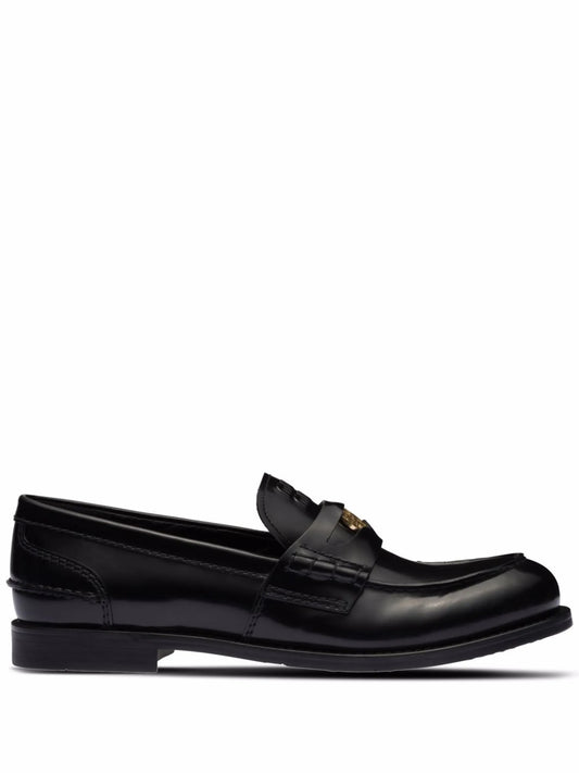 brushed leather penny loafers