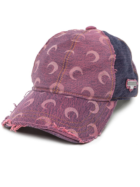 Crescent Moon distressed denim cap