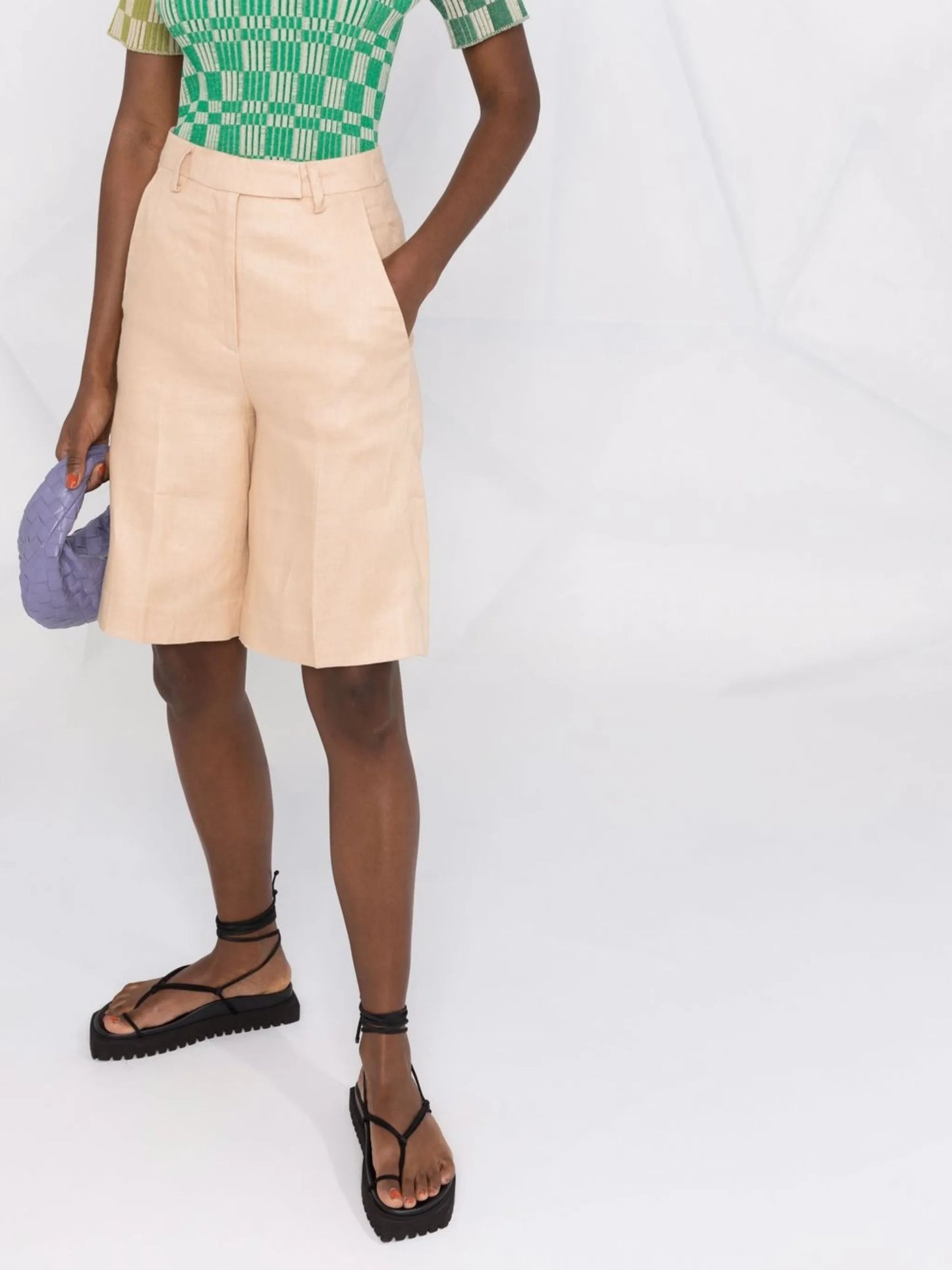 tailored linen shorts