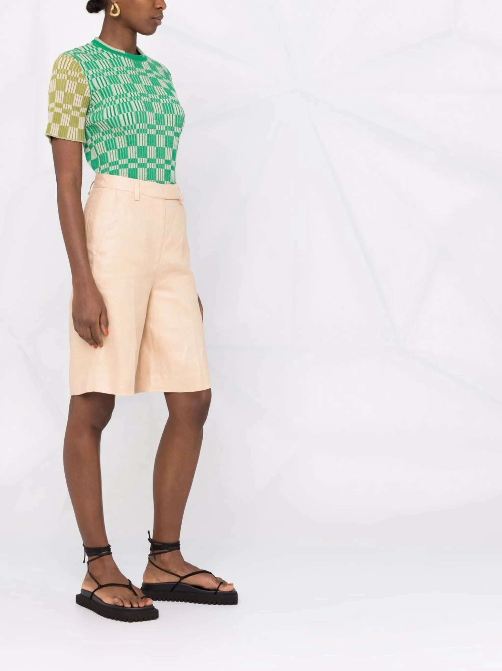 tailored linen shorts