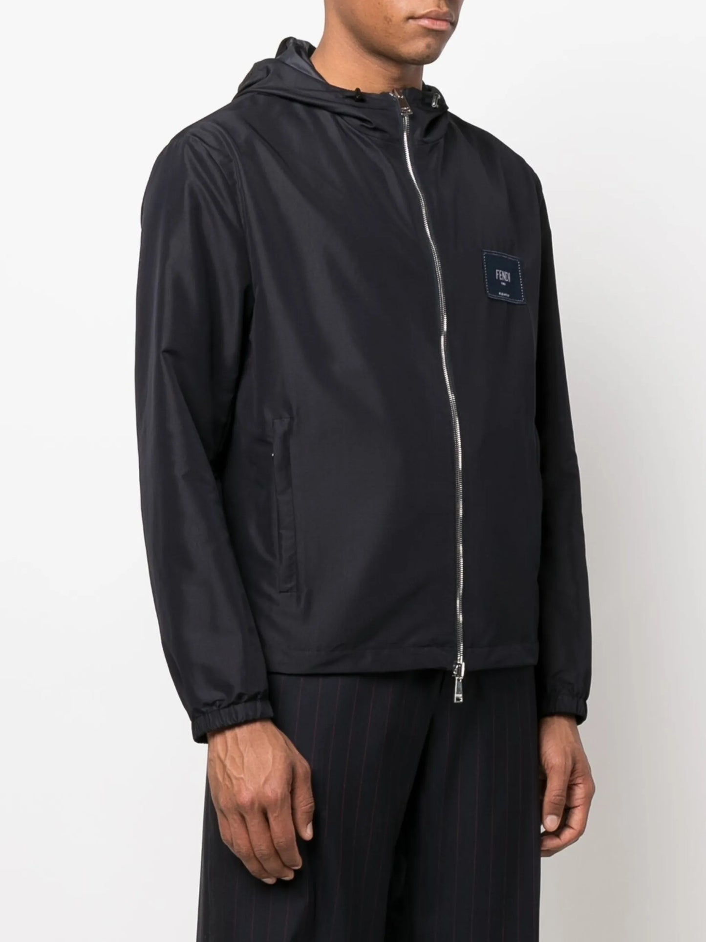 reversible logo-patch hooded jacket