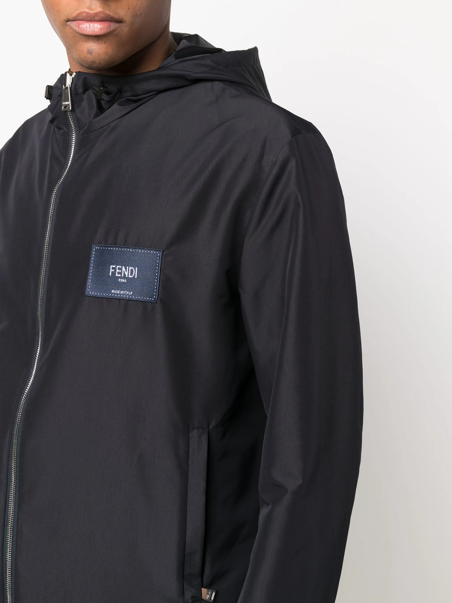 reversible logo-patch hooded jacket